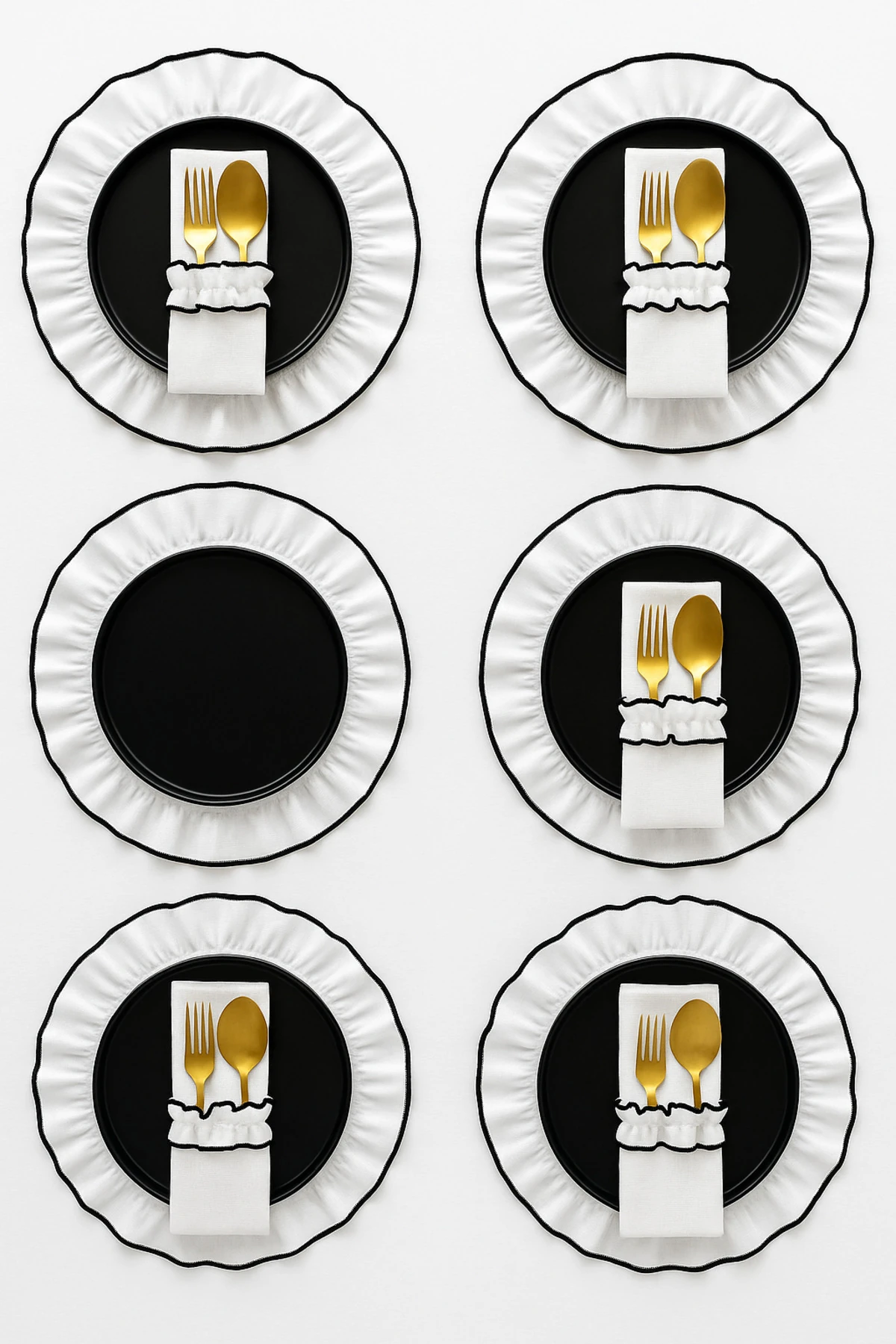 2'li Fırfırlı Kumaş Kaşıklık - Biyeli Kumaş Sofra Kaşıklığı - Peçetelik