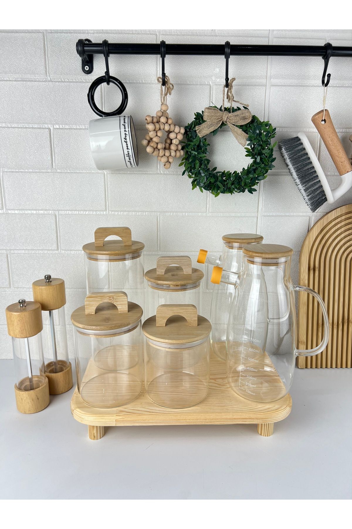 Bambu Kavanoz ve Yağdanlık Seti - turuncu-yağdanlık