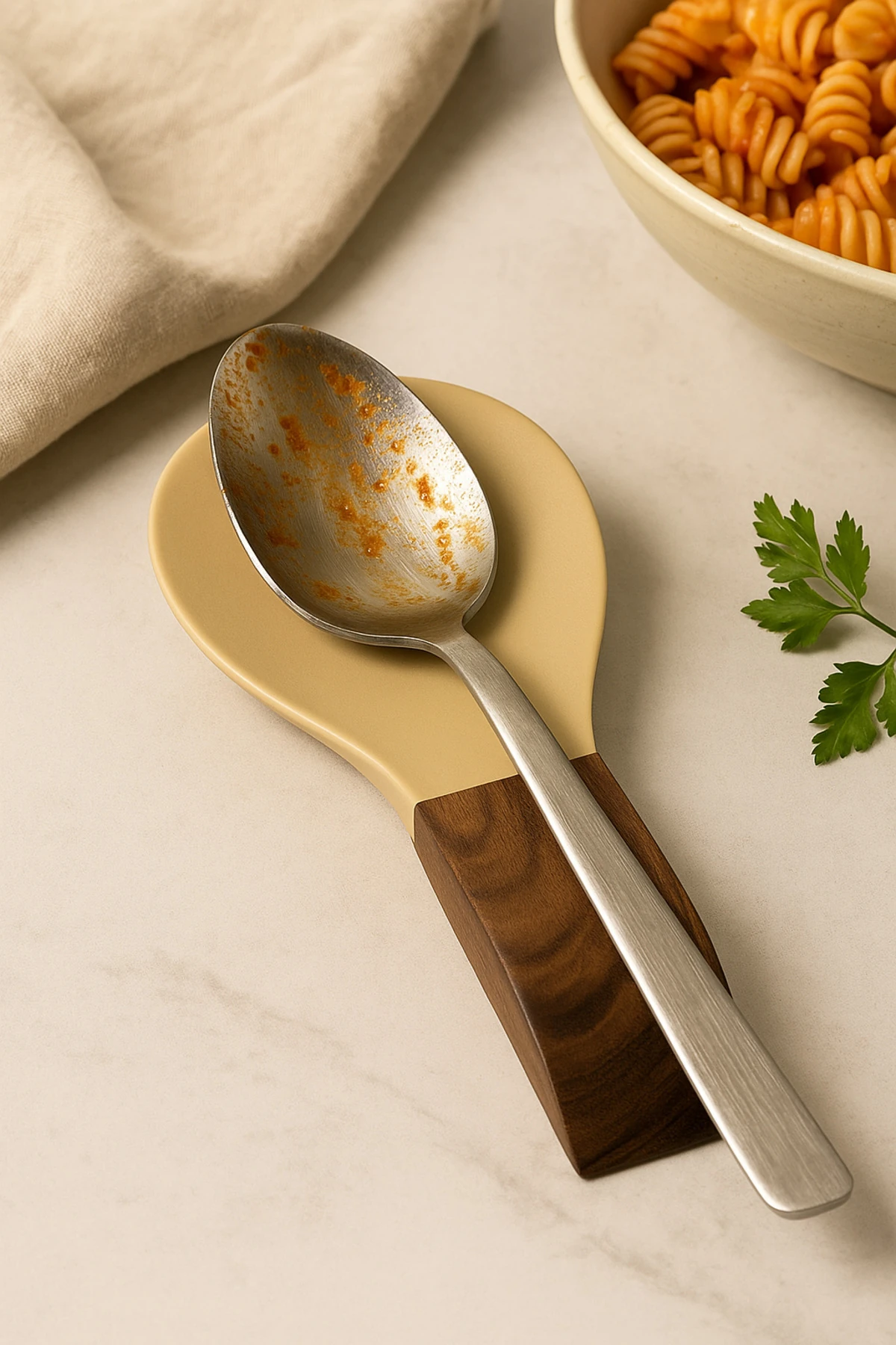 Akasya Saplı Silikon Kirli Kaşıklık – Tezgah Üstü Kaşık Altlığı