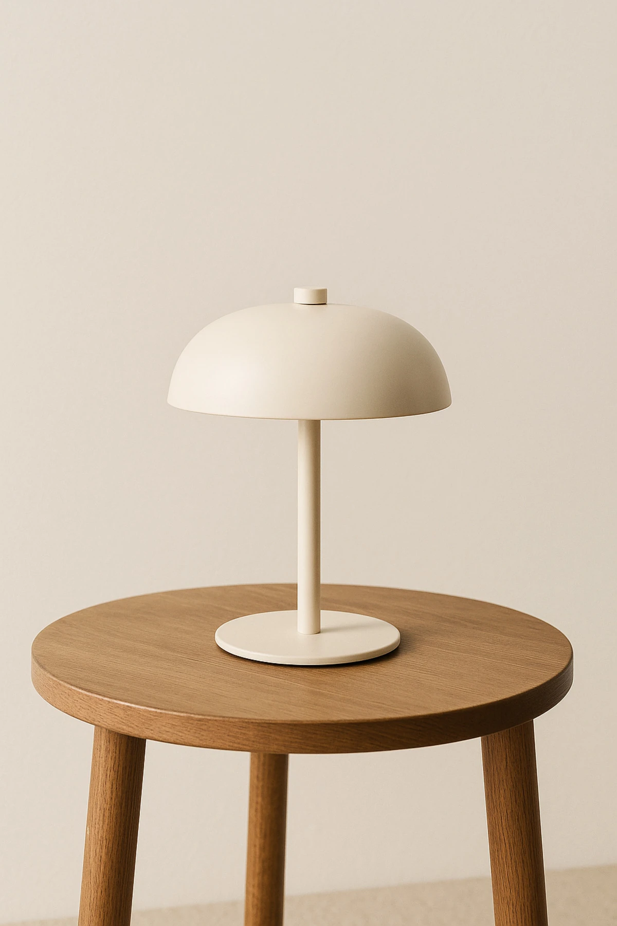 Bej Metal Minimal Masa Lambası | Dokunmatik 3 Işık Modlu Type-C Şarjlı Lamba