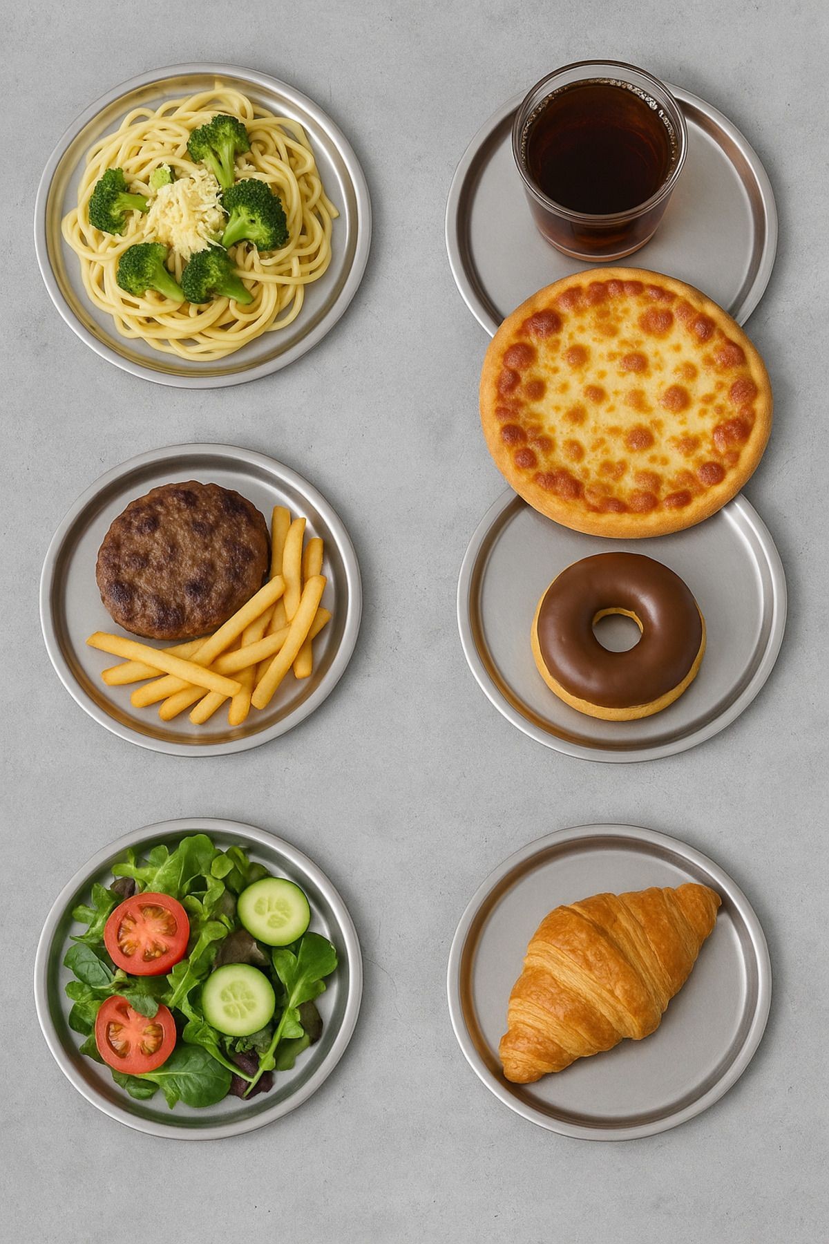 6'lı Gümüş Renk Paslanmaz Çelik Sunum ve Pasta Tabağı Seti - Tepsi