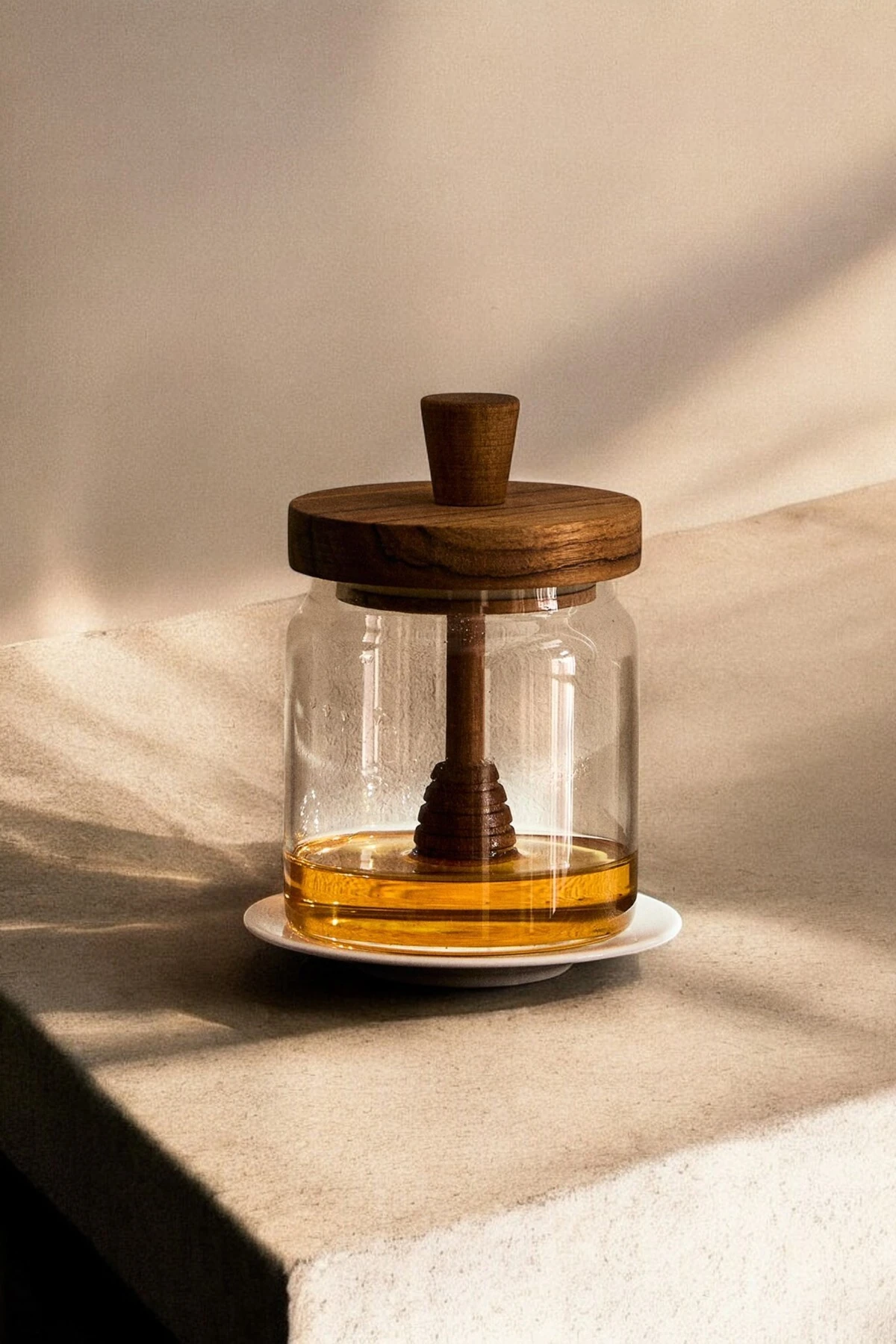 Akasya Kapaklı Borosilikat Cam Bal Kavanozu