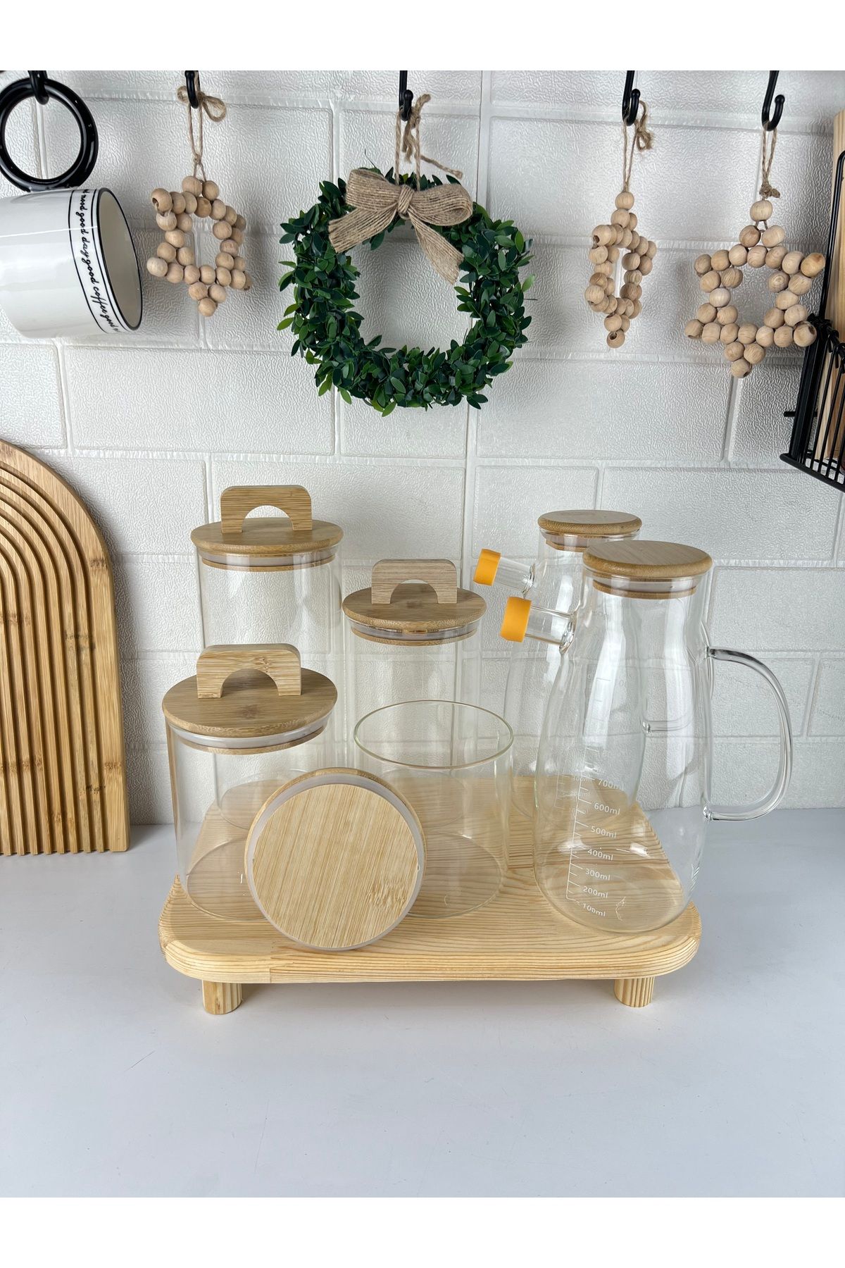 Bambu Kavanoz ve Yağdanlık Seti - turuncu-yağdanlık