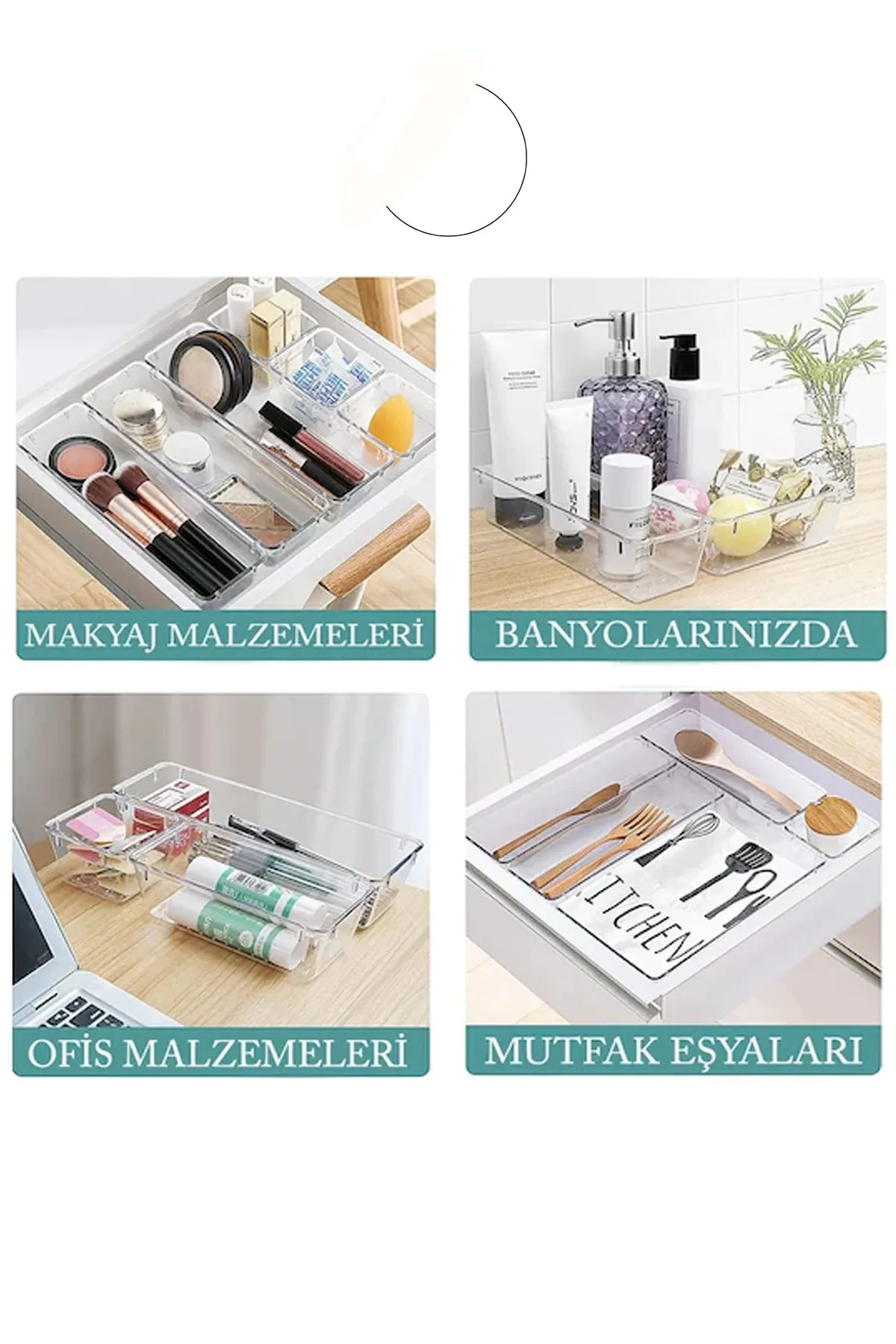 15´li Set Modüler Çekmece Içi Düzenleyici Masaüstü Organizer Banyo Makyaj Takı Düzenleyici Ofis