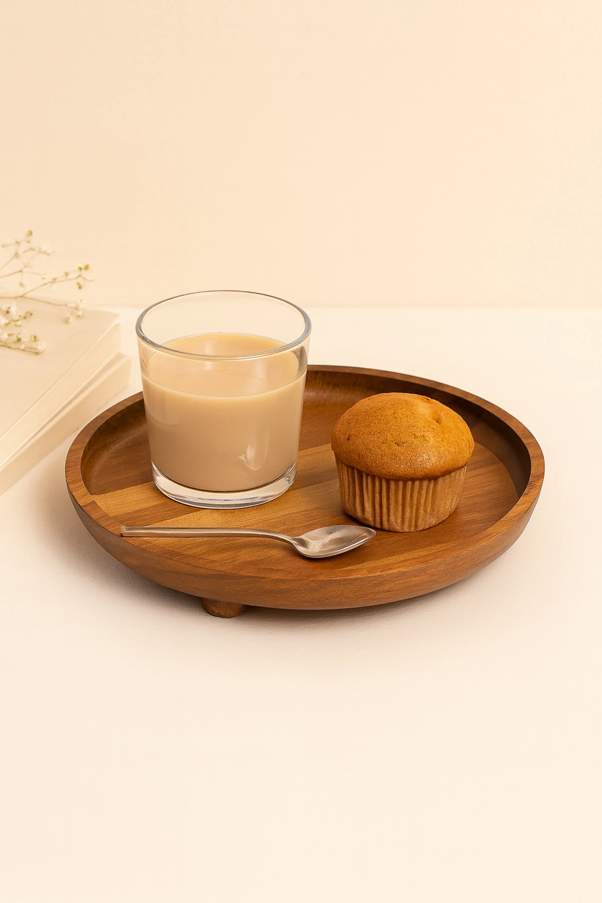 Akasya Ahşap Ayaklı Sunumluk | Doğal Ahşap Servis ve Dekor Tepsisi