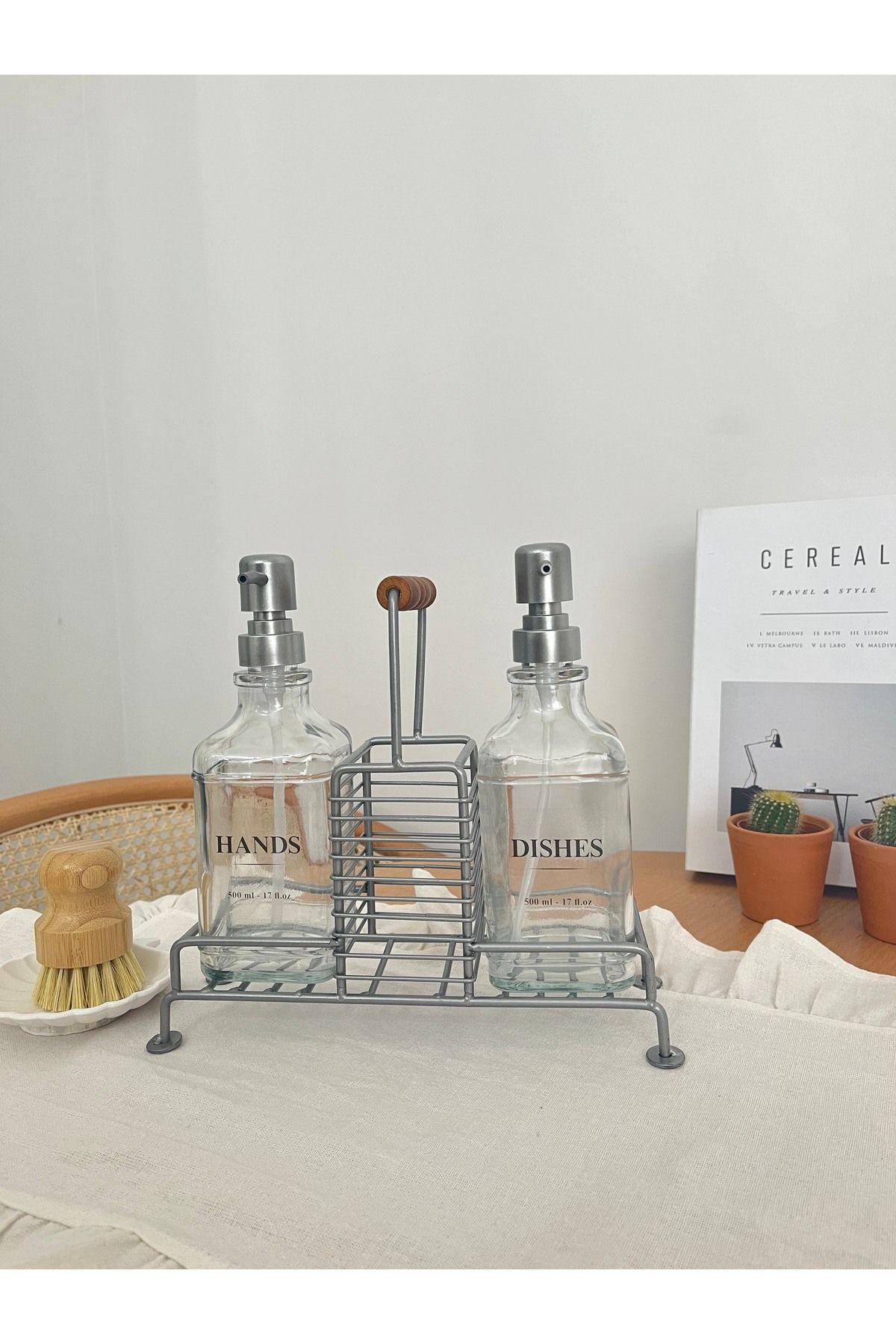 Gümüş Standlı Sabunluk Seti, İkili Sabunluk Set, Standlı Sabunluk + 6 Adet Etiket