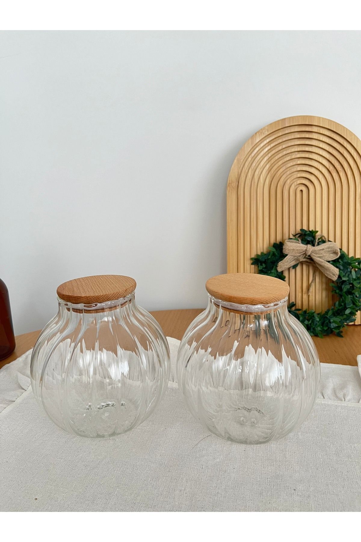 Ahşap Kapaklı Cam Baharatlık Seti