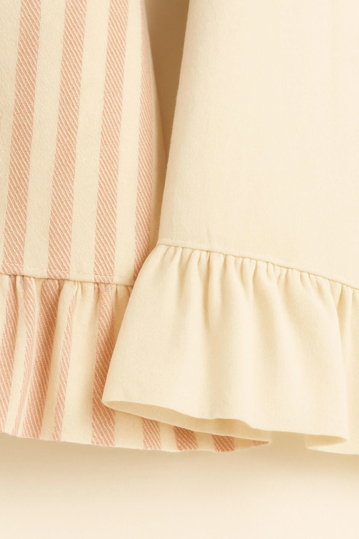 Fırfırlı Mutfak Kurulama Bezi 2’li Set – Çizgili & Keten Görünümlü - pudra