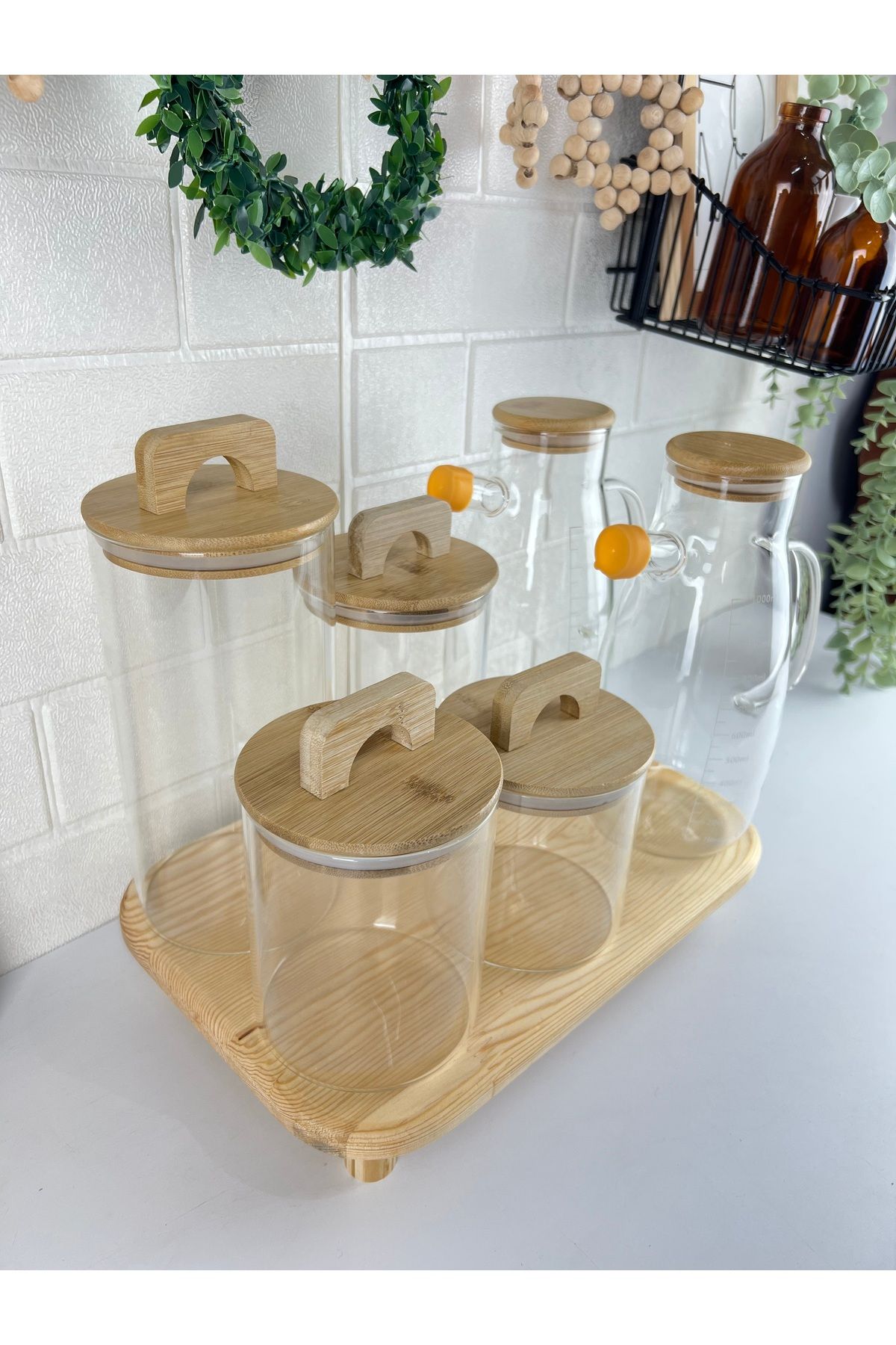 Bambu Kavanoz ve Yağdanlık Seti - turuncu-yağdanlık