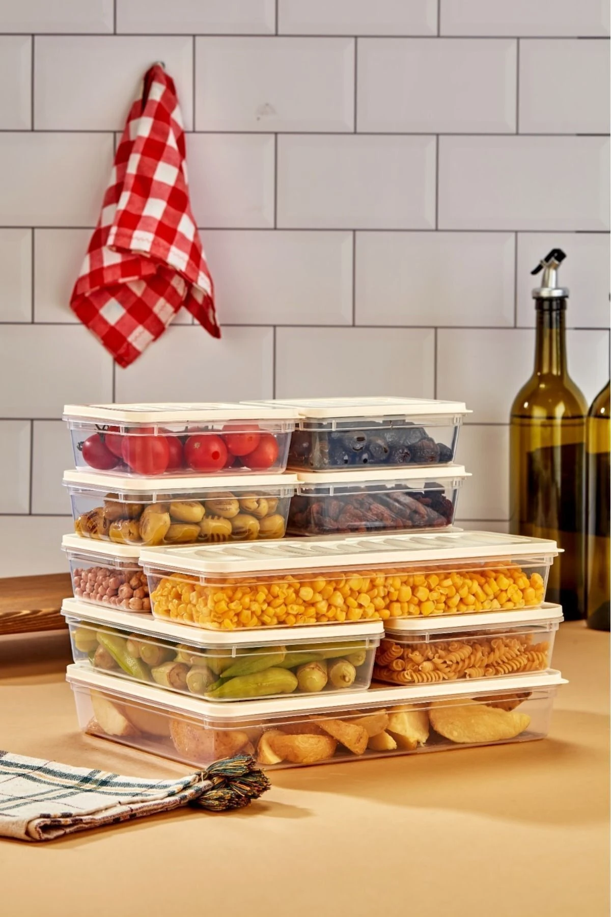 Buzdolabı Saklama Kabı Düzenleyici 9'lu Set, Mikrodalga Ve Difrize Uygun