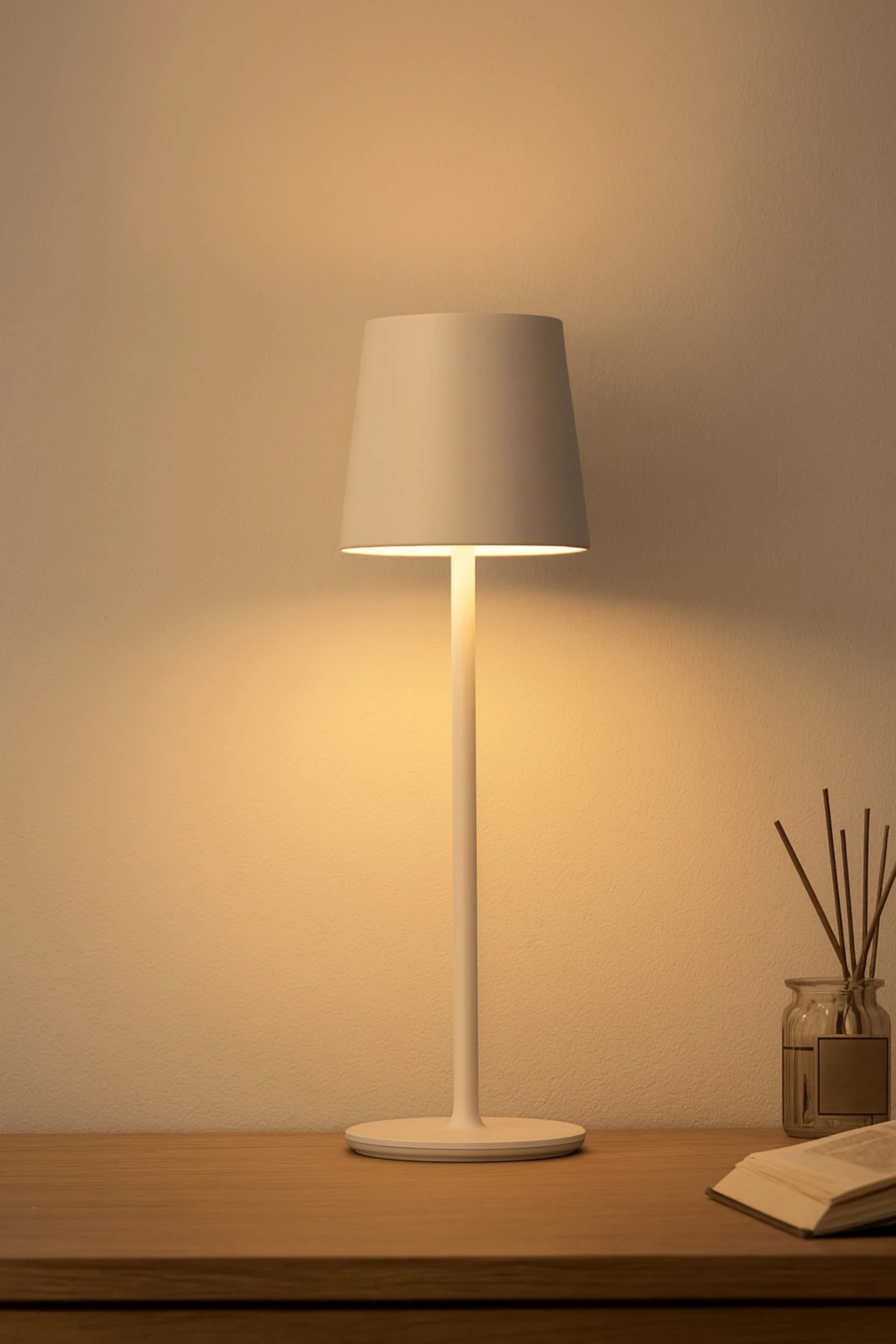 Metal Şarjlı Masa Lambası | Modern Masa ve Gece Lambası - Beyaz