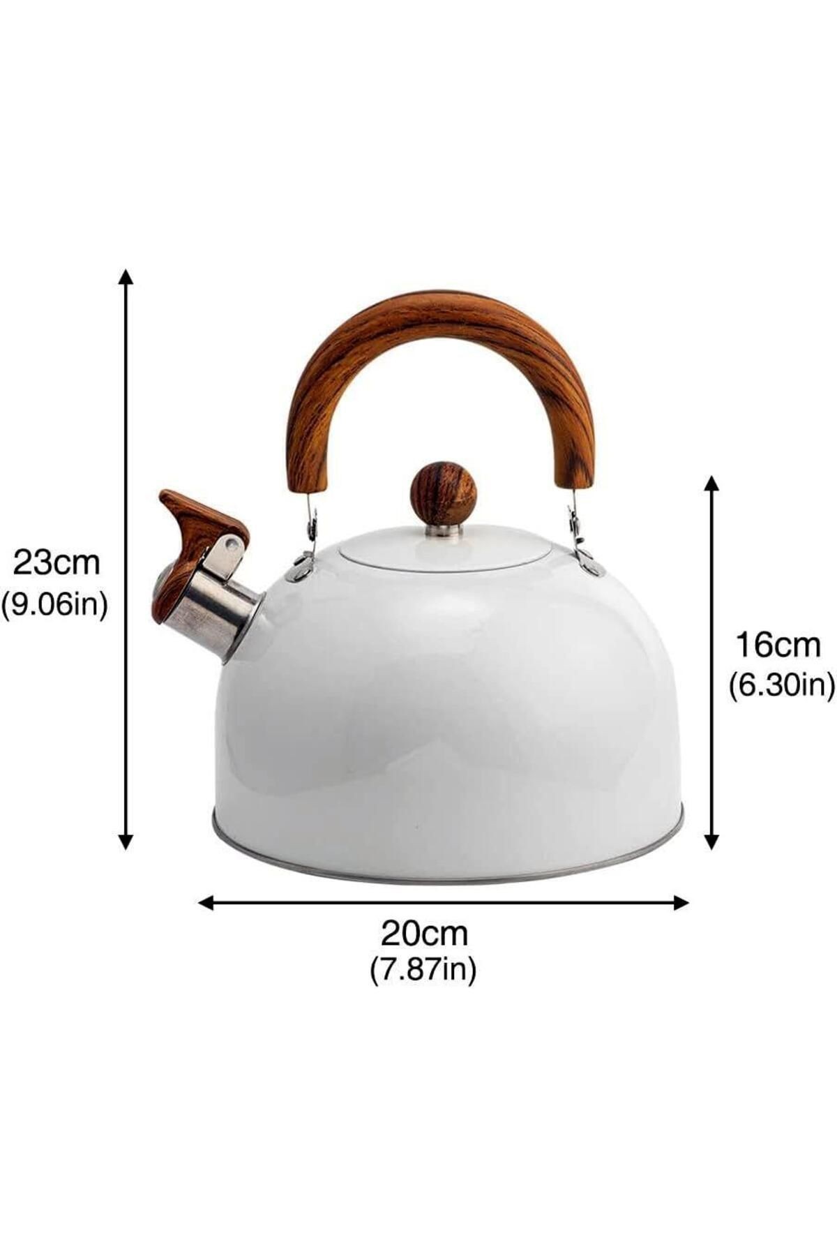 Beyaz Paslanmaz Çelik Düdüklü Kettle – Islıklı Su Isıtıcı Çaydanlık