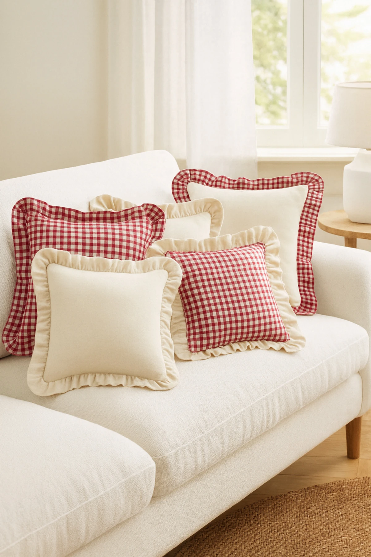 4’lü Pötikare Keten Kırlent Kılıfı Seti – 43x43 cm Dekoratif Yastık Kılıfı