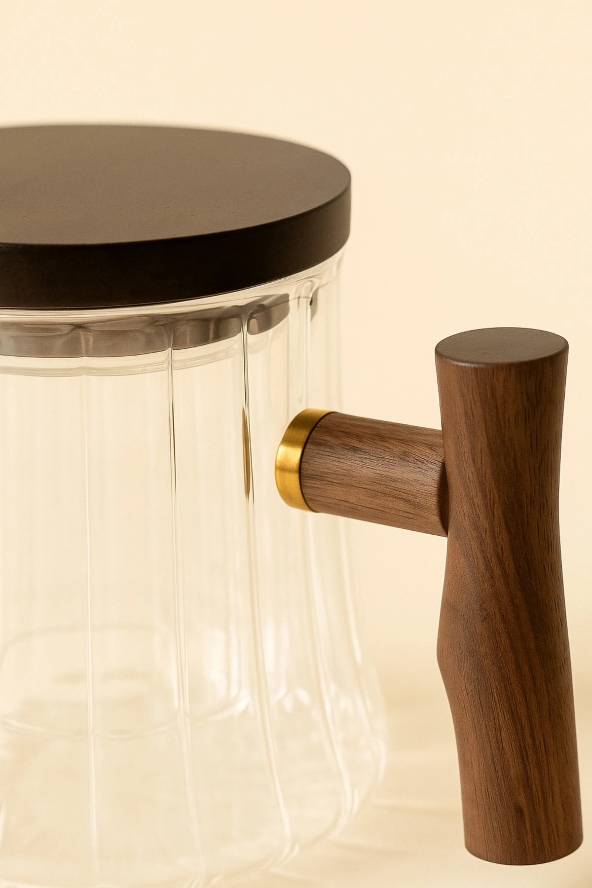 Akasya Kulplu Çizgili Cam Demlik | Süzgeçli Kupa