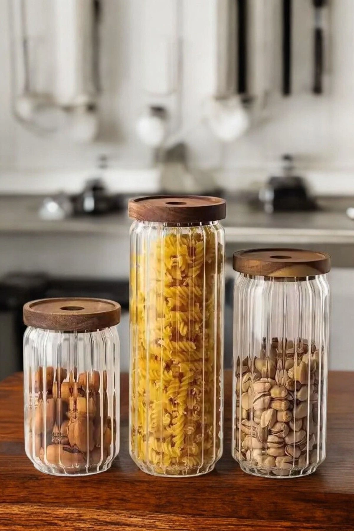 3'lü Akasya Vakum Kapaklı Kavanoz Seti - Akasya Kavanoz