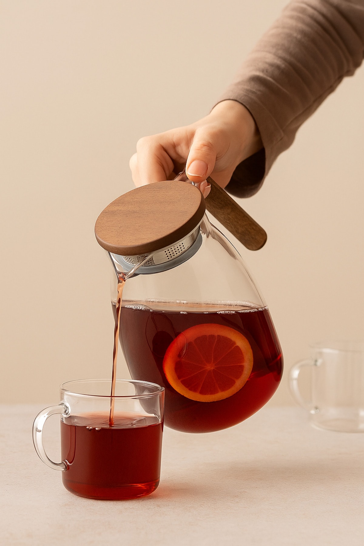 Isıya Dayanıklı Cam Sürahi 1800 ml – Akasya Saplı Şeffaf Sürahi
