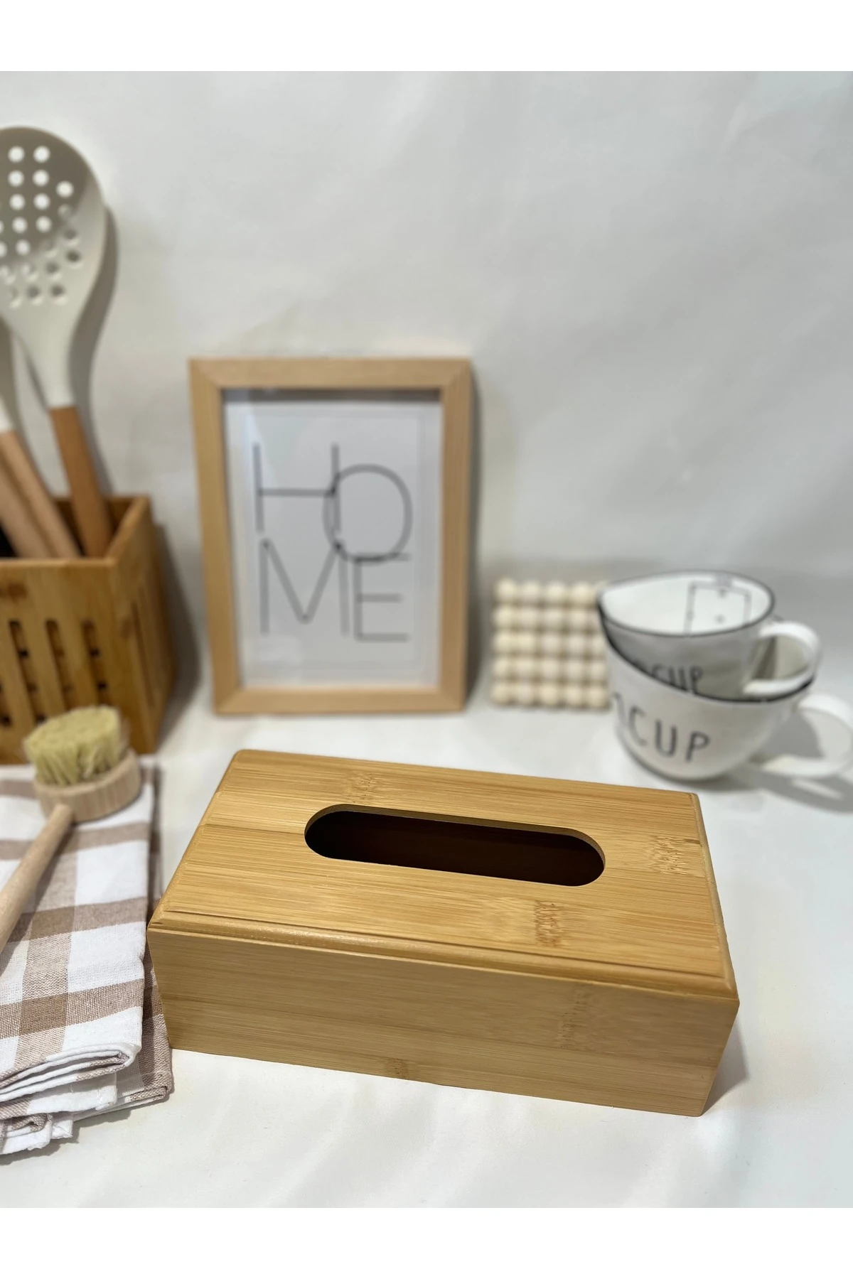 Dikdörtgen  Bambu Peçetelik, Kutu, Mendil Kutusu ve Saklama Kutusu