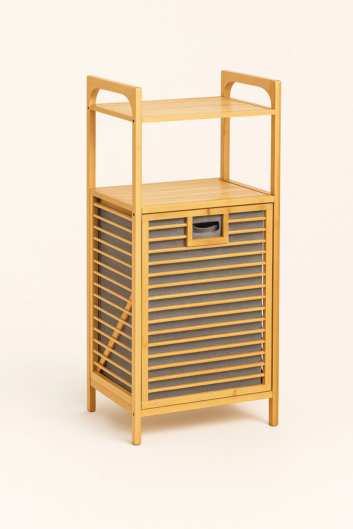 Bambudan Çok Amaçlı Sepetli Çamaşır Sepeti & Raf | 2 Katlı Banyo Düzenleyici