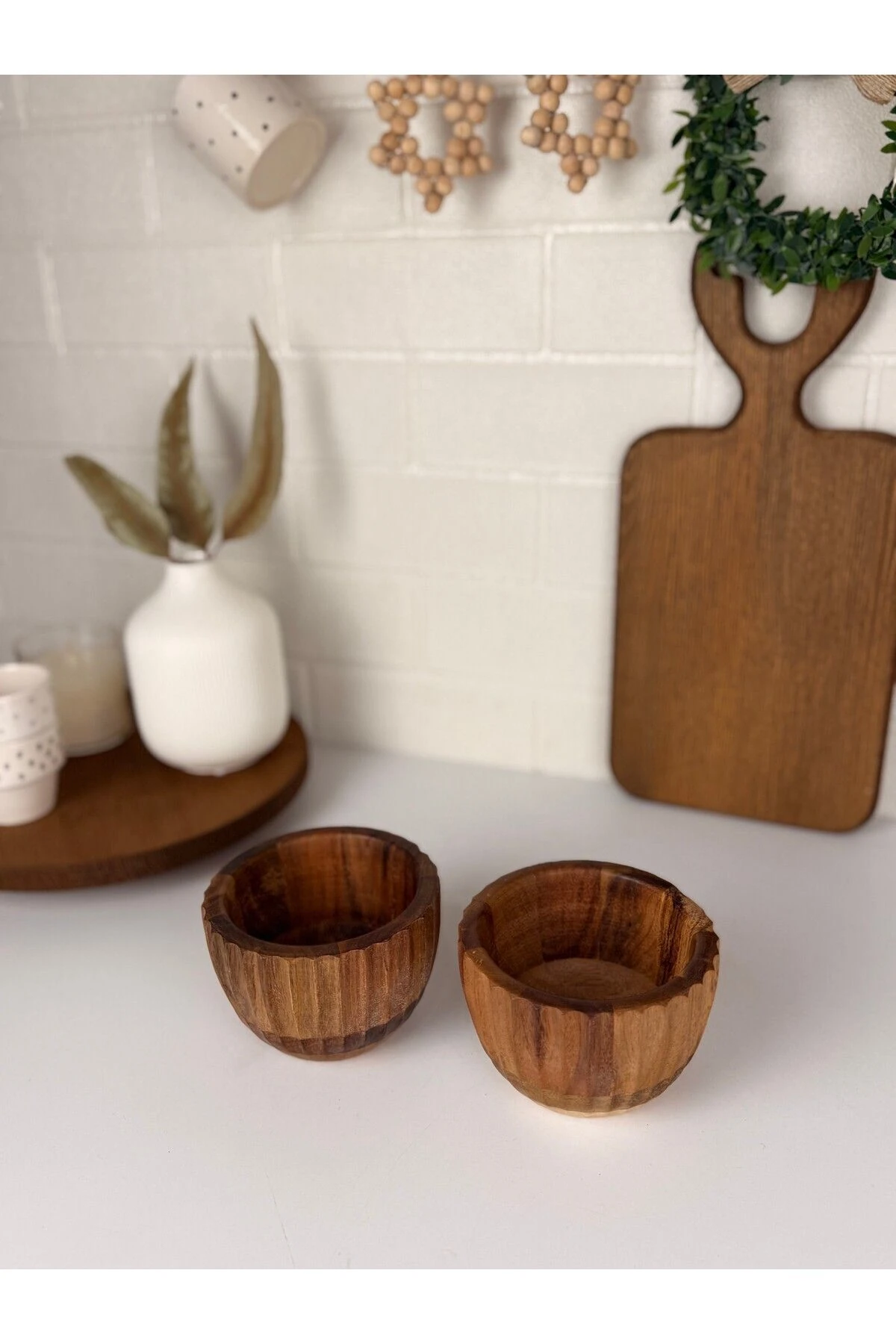 Akasya Ahşap 2’li Mini Kase Seti