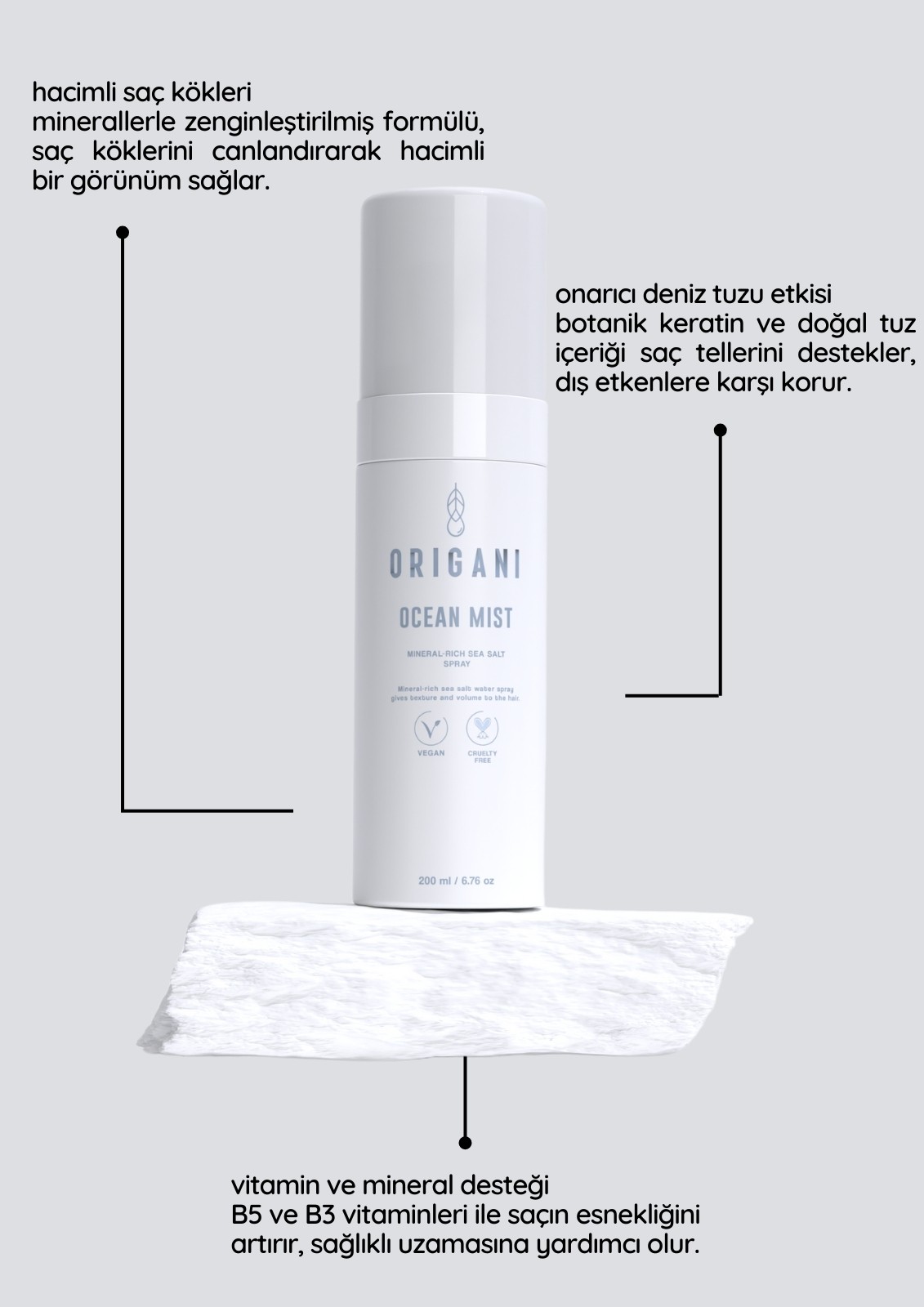 Ocean Mist – Doğal Dalgalar İçin Deniz Tuzu Etkili Şekillendirici Sprey