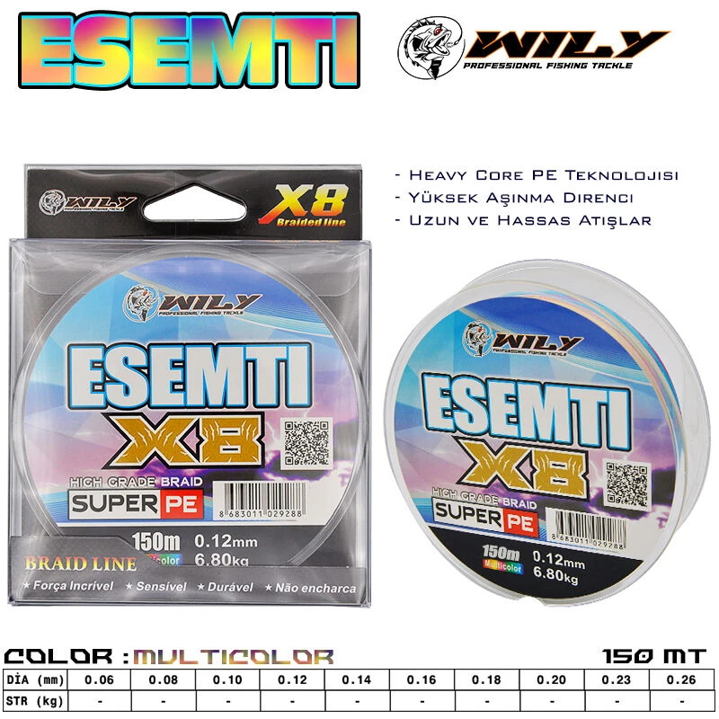 Wily Esenti 8 Kat İp Misina 150 mt Multi Color