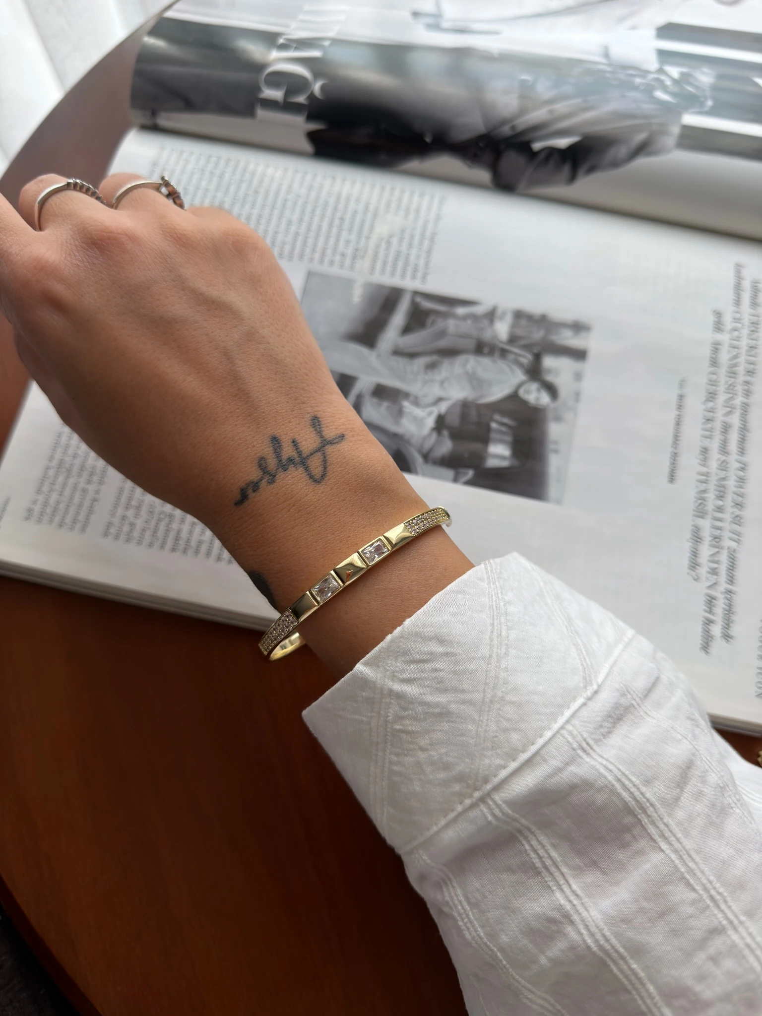 Vip 14K Baget Taşlı Zirkon Kelepçe