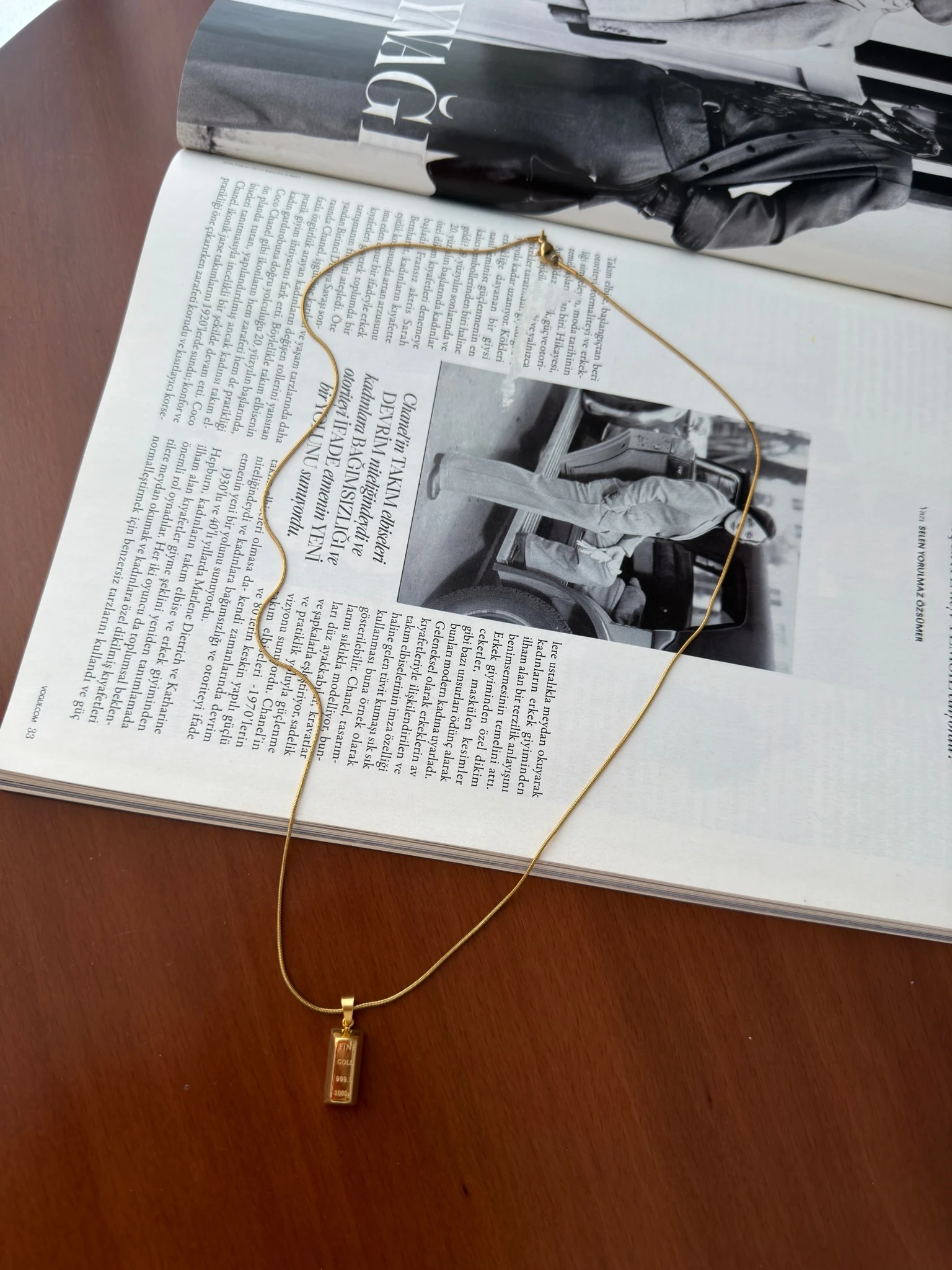 Çelik Uzun Külçe Kolye