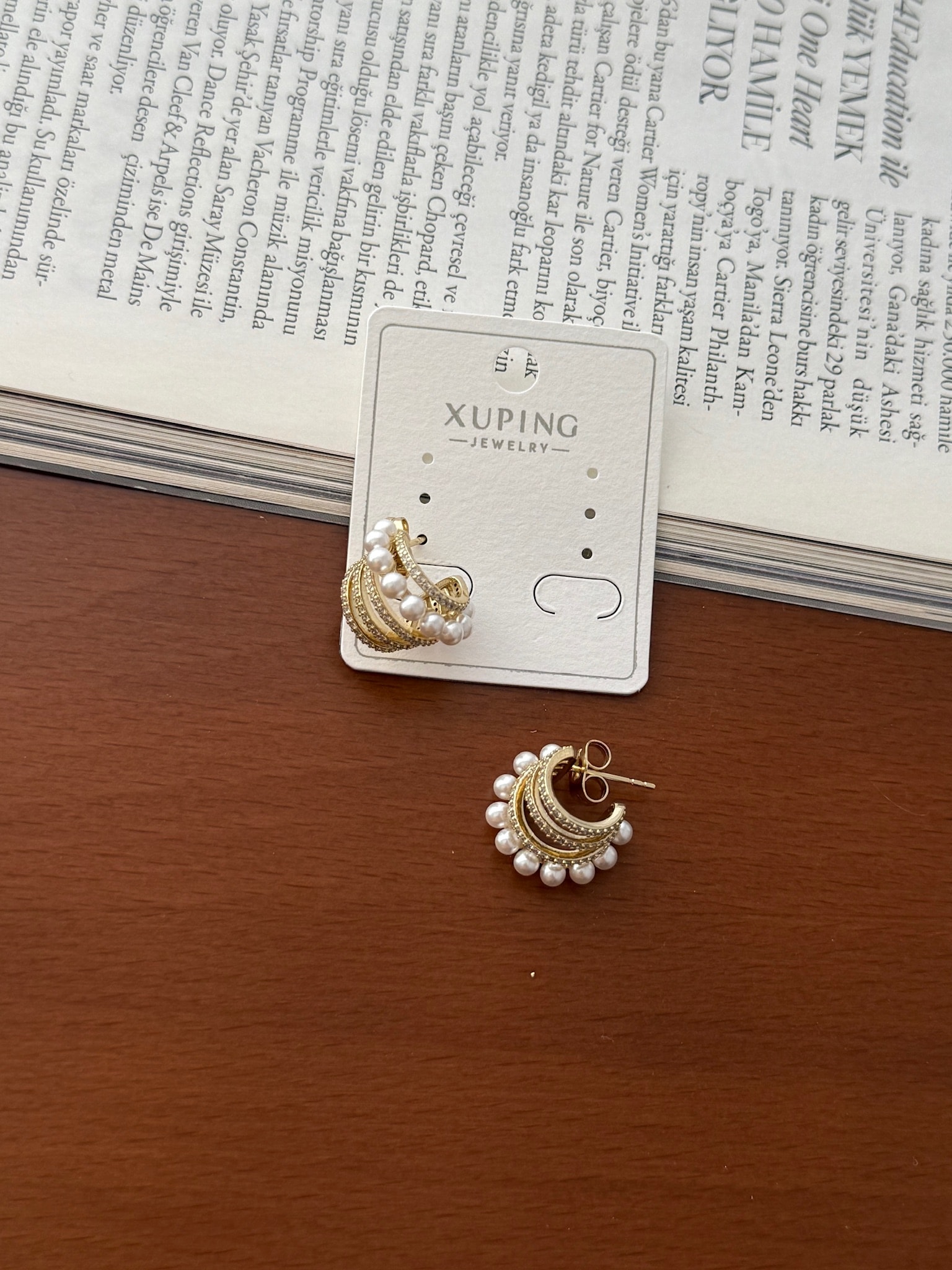 Vip 14 K Çoklu İnci Detaylı Küpe