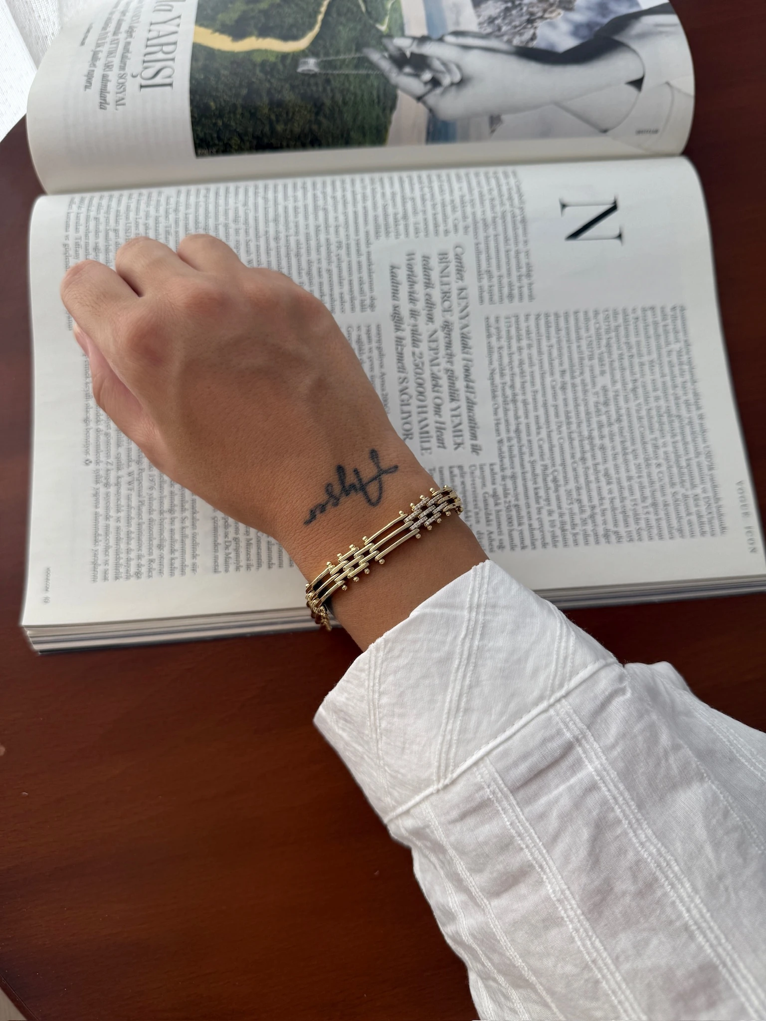 Vip 14K Kaburga Taşlı Hasır Künye