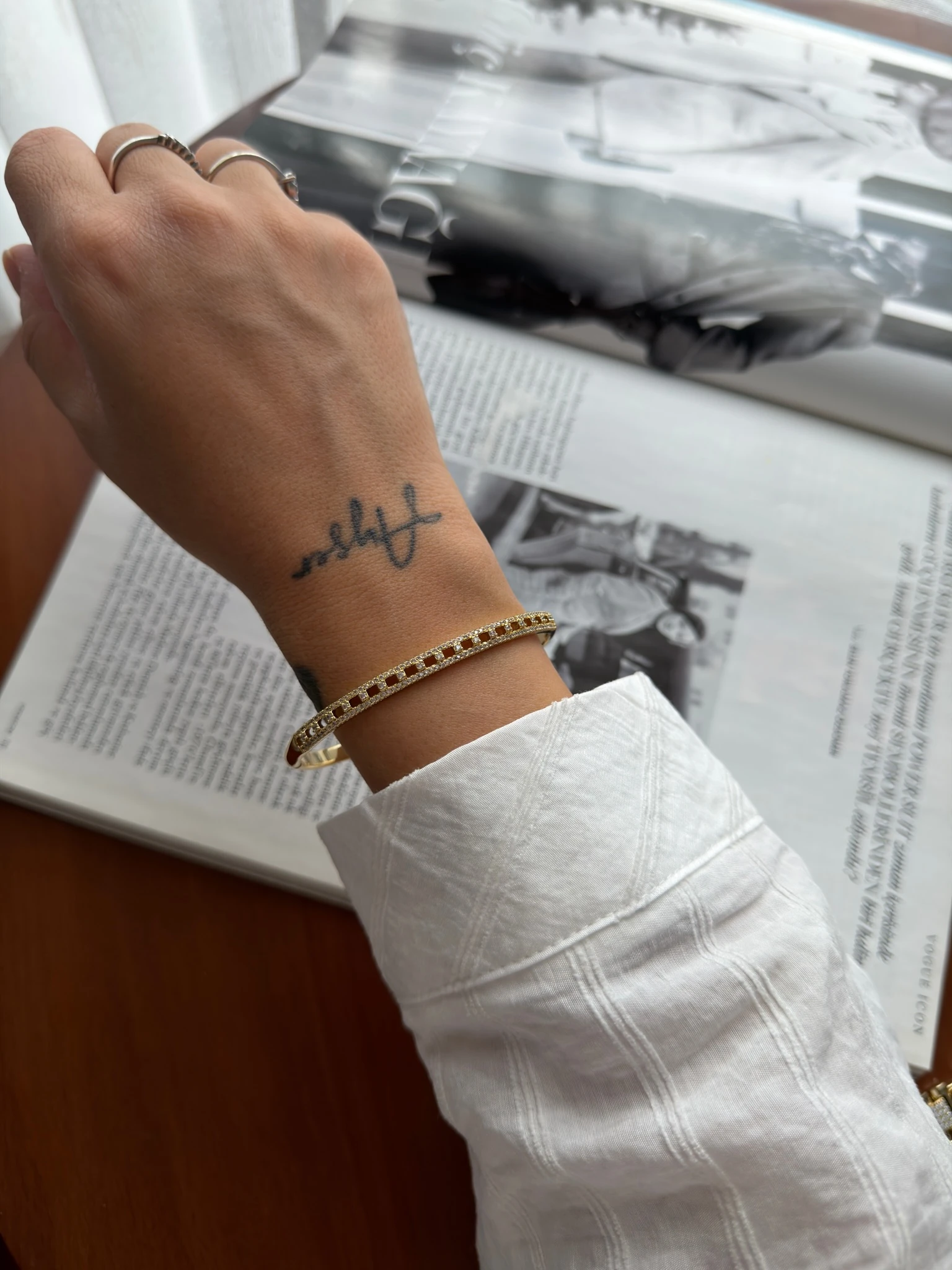 Vip 14K Kare Taşlı Zirkon Kelepçe