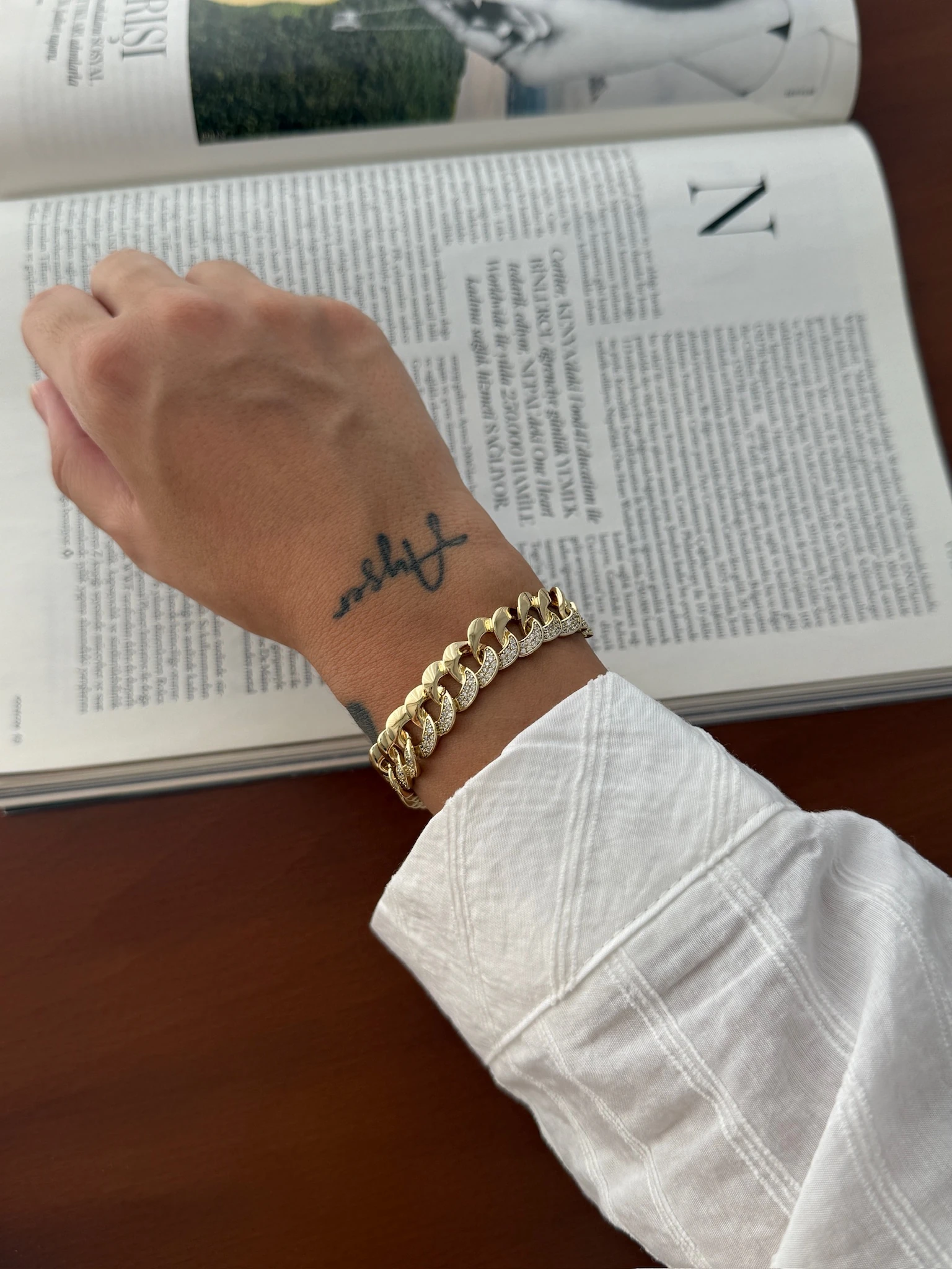 Vip 14K Yarısı Taşlı Samanyolu Hasır Gurmet Künye