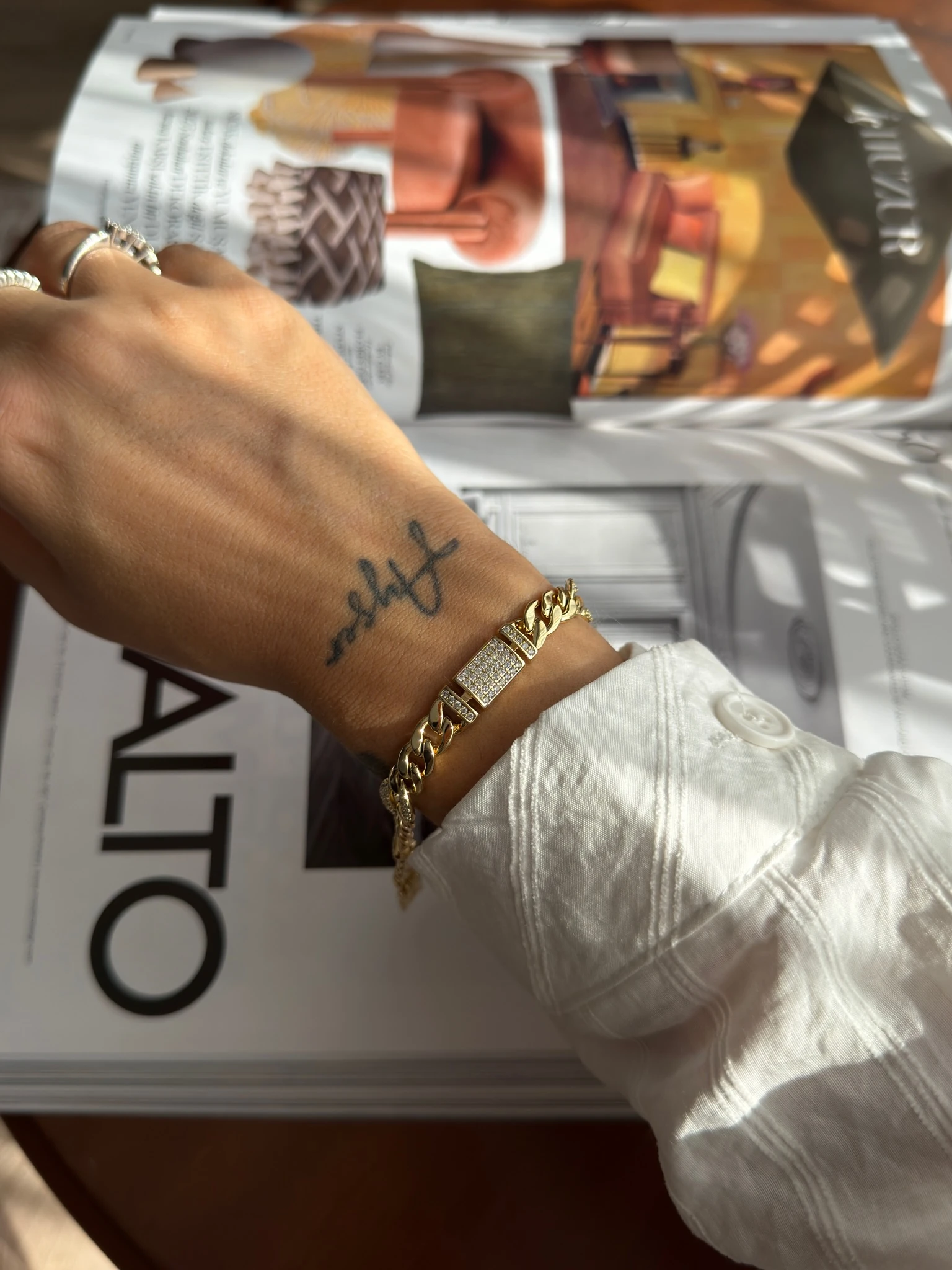 Vip 14K Ortası Taşlı Klasik Zincirli Gurmet Künye