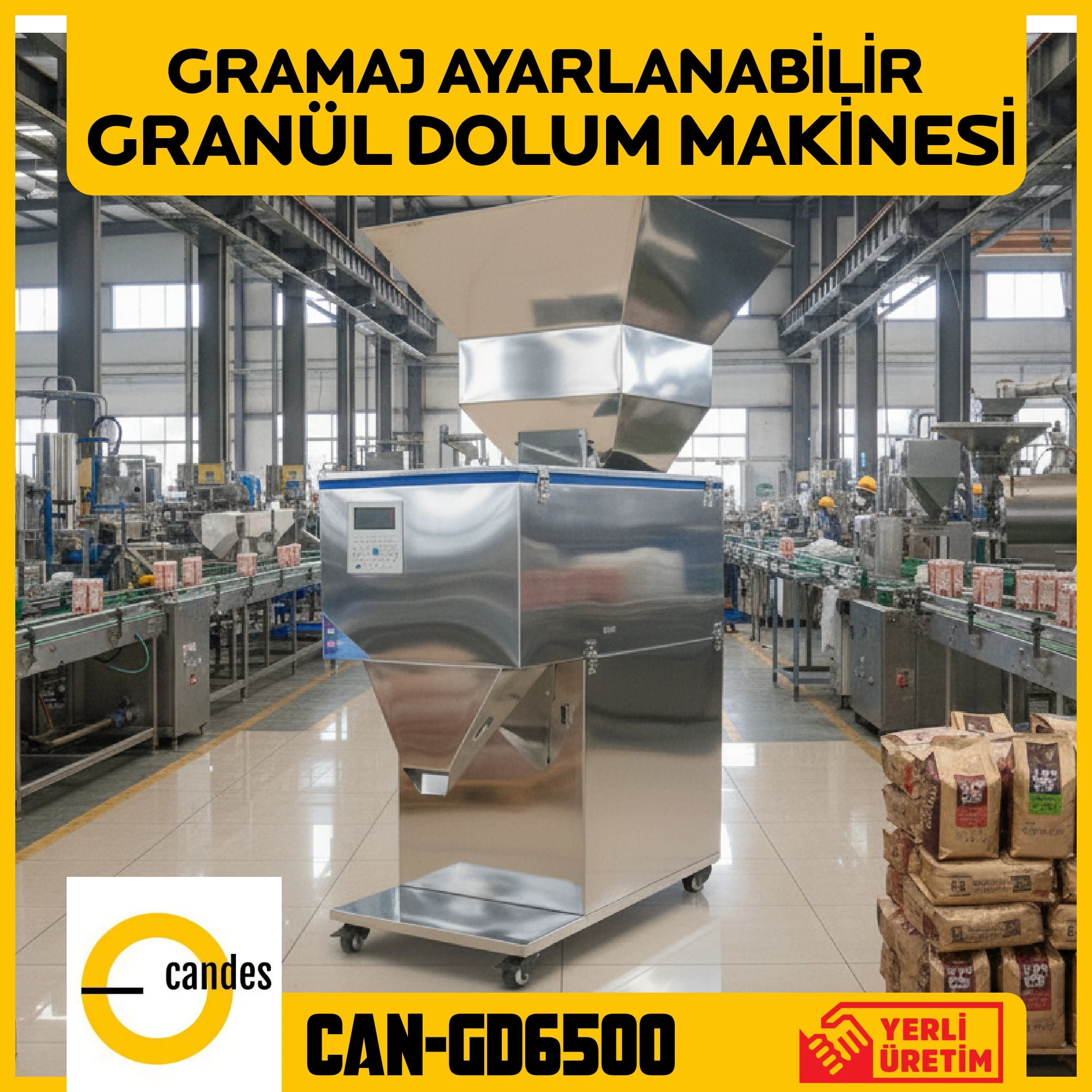 Candes CAN-GD6500 Granül Dolum Makinesi | Yüksek Hassasiyetli Taneli Ürün Dolum Sistemi