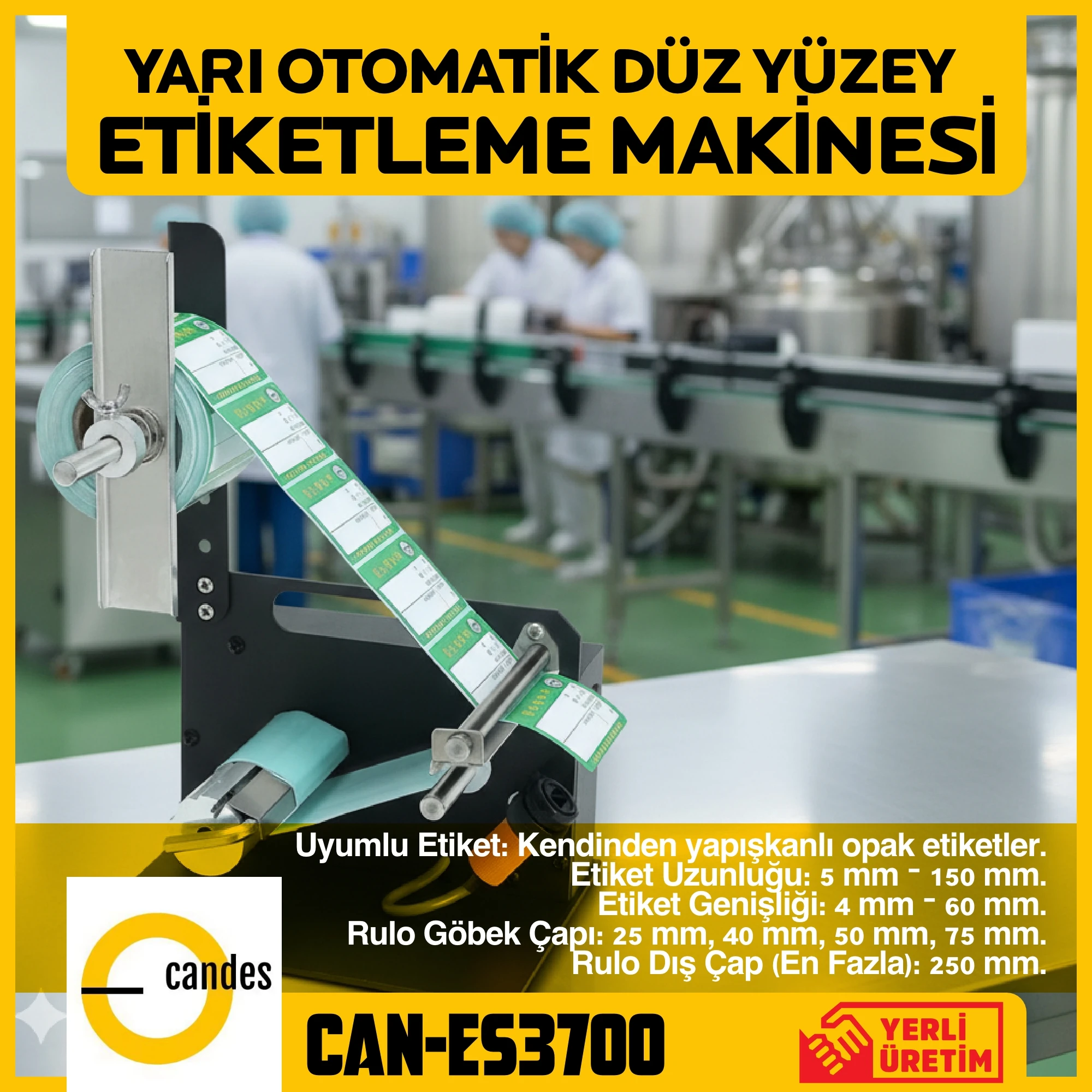 Candes CAN-ES3700 Otomatik Kendinden Yapışkanlı Etiket Sıyırma Makinesi
