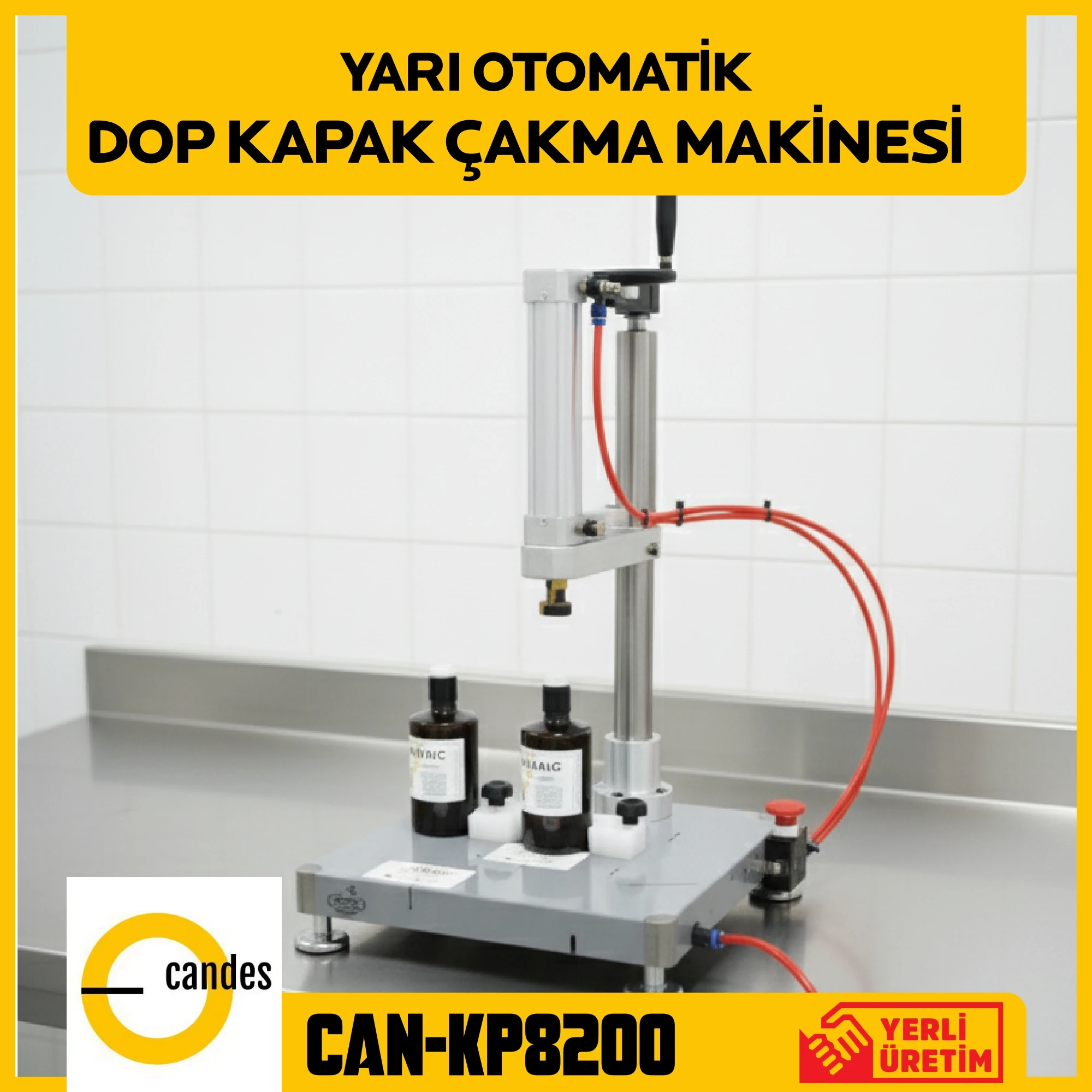Candes CAN-KP8200 Manuel/Yarı Otomatik Dop Kapak Sıkma Makinesi
