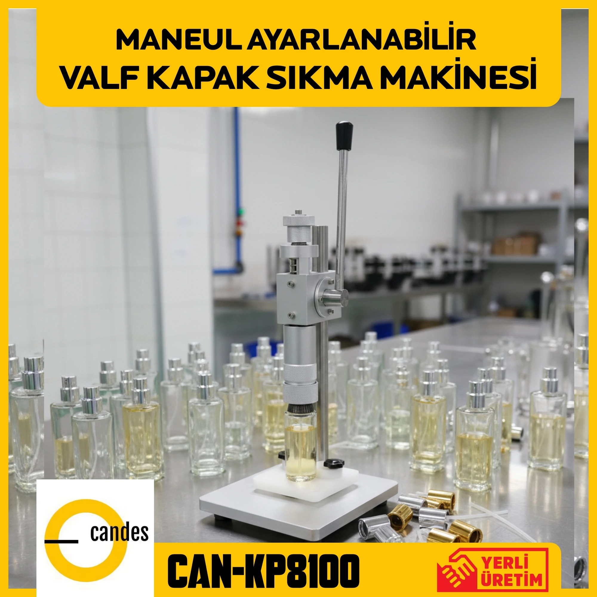 Candes CAN-KP8100 Parfüm Valf Sıkma ve Halka Takma Makinesi (13–20 mm)