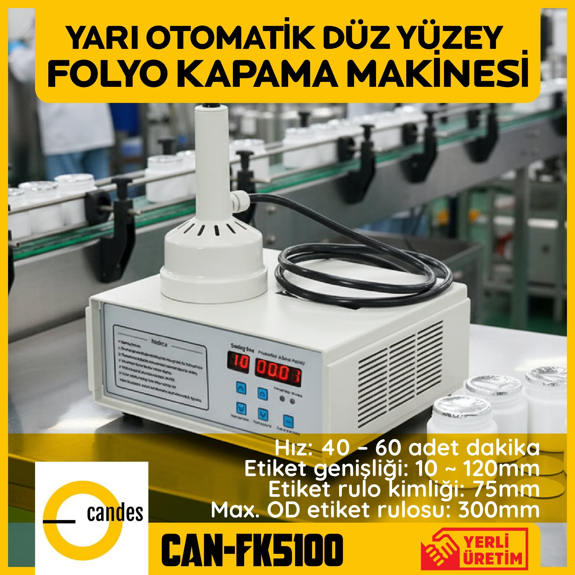 Candes CAN-FK5100 Profesyonel Folyo Yapıştırma Makinesi (70–140 mm)