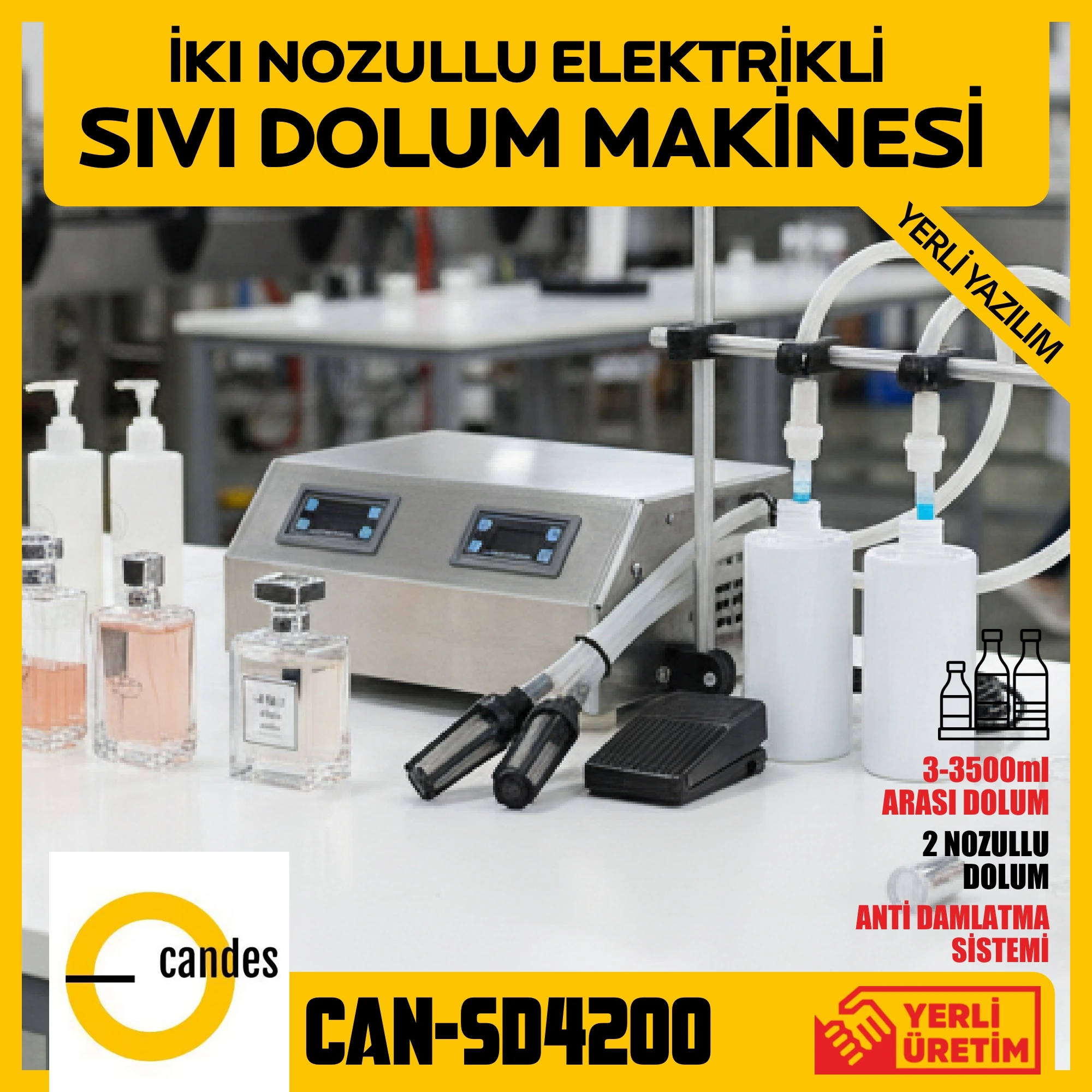 2 Nozullu 3ml-3500ml Arası Sıvı Dolum Makinesi CNDS2KO