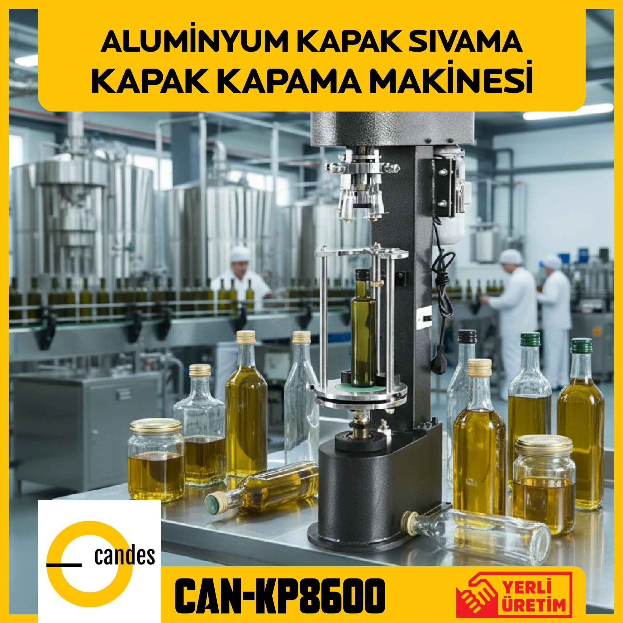 Candes CAN-KP8600 Endüstriyel Alüminyum Kapak Sıvama ve Kutu Kapama Makinesi