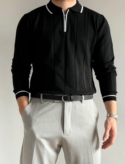 ERKEK YAKA BİYELİ POLO KAZAK