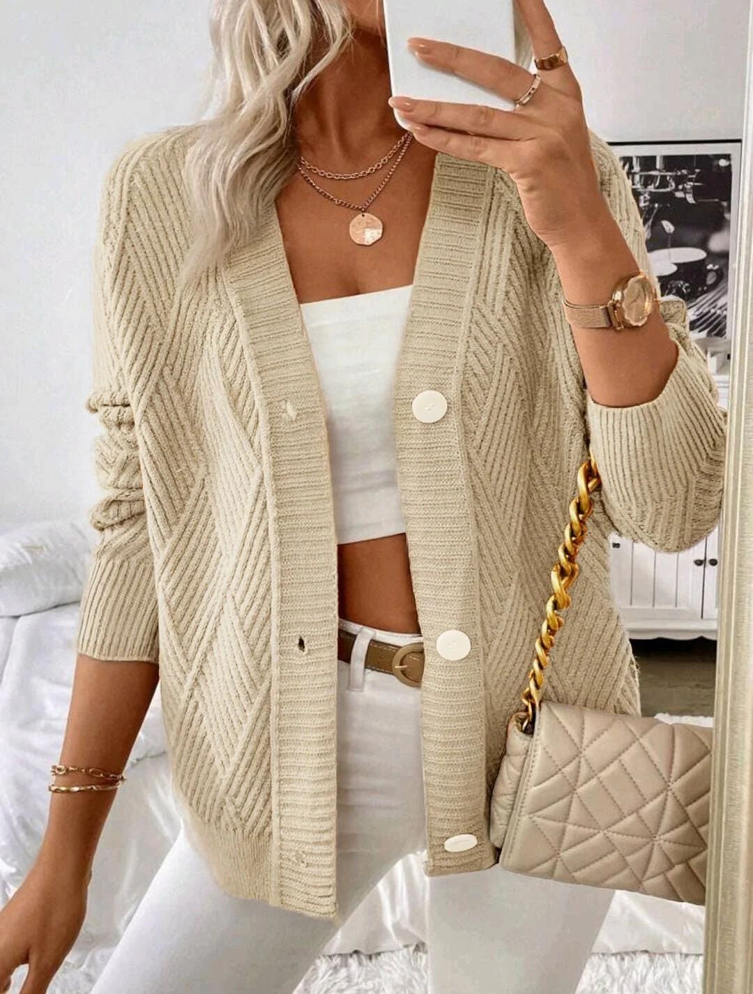 DESENLİ SALAŞ KREM HIRKA