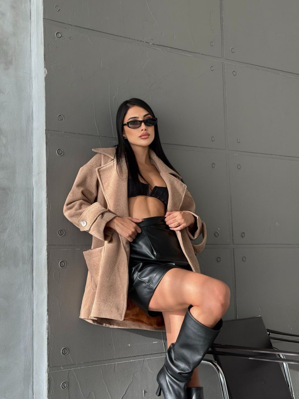 DÜĞMELİ KOL DETAYLI AÇIK KAHVE KISA KABAN