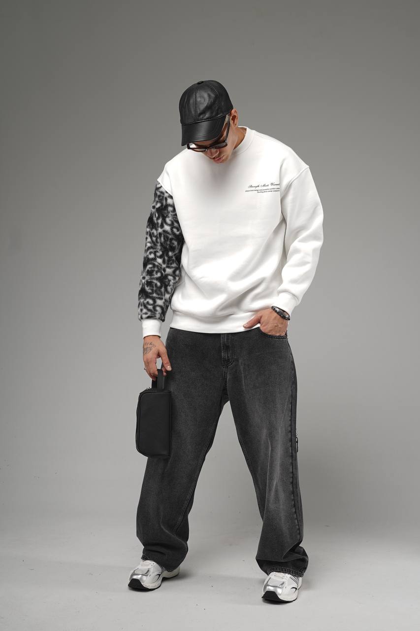 KOL POLAR BASKILI ÜÇ İPLİK ERKEK SWEAT