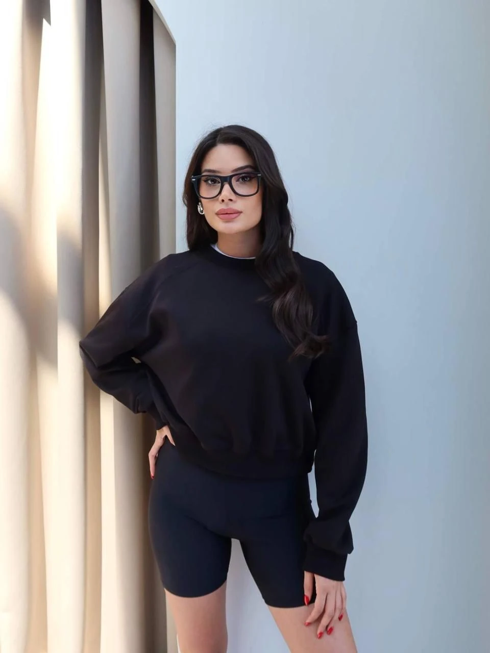 OVERSIZE CROP SWEATSHIRT - SİYAH 