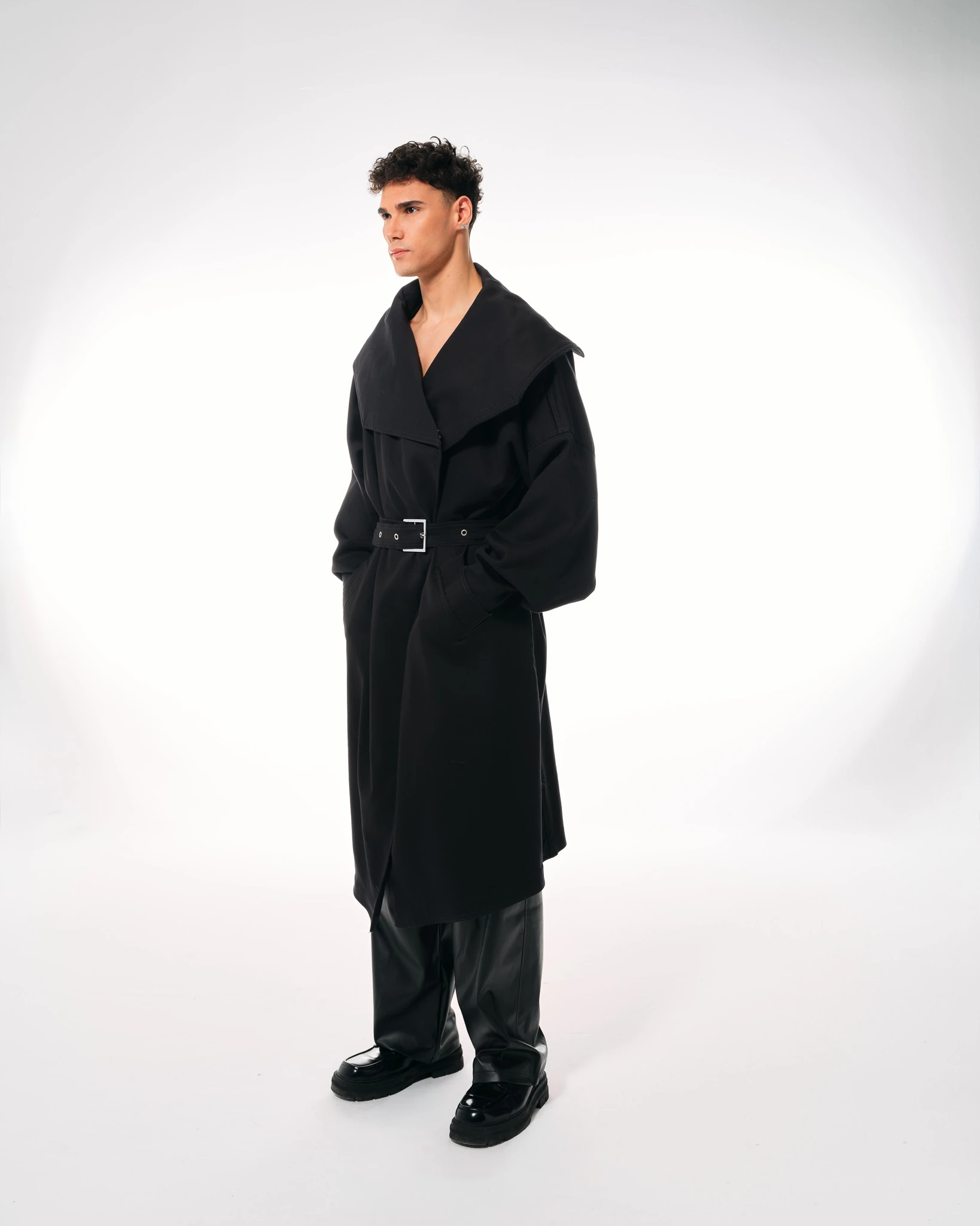 Black Men’s Long Trench Coat