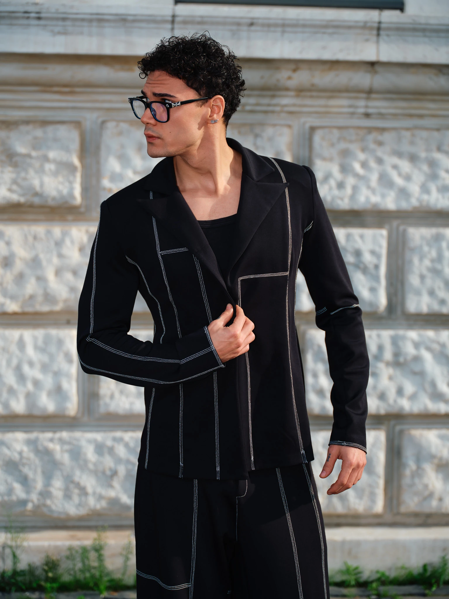 Black Scuba Stitch Set for Men