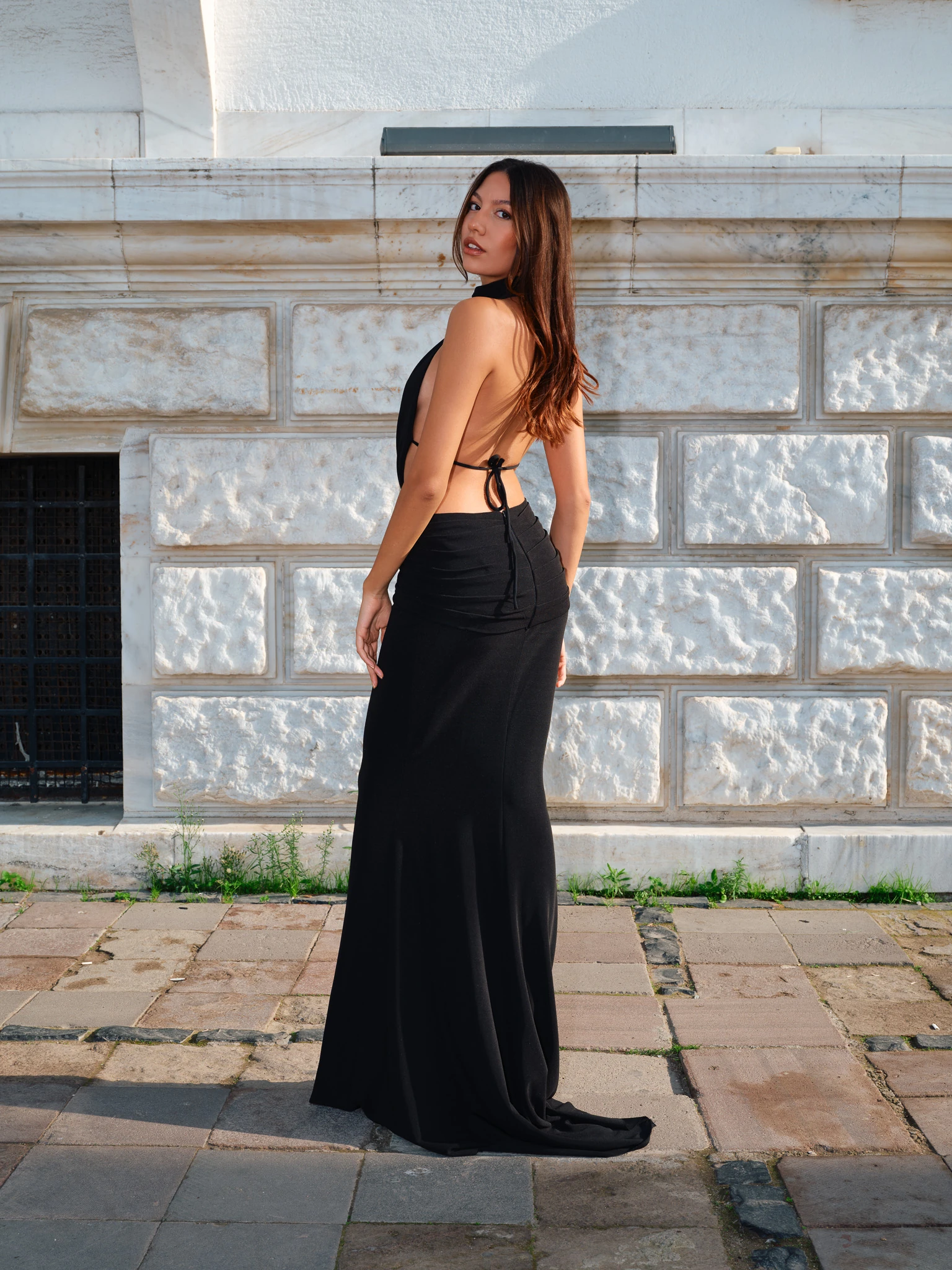 Halter Silhouette Cut-Out Long Dress