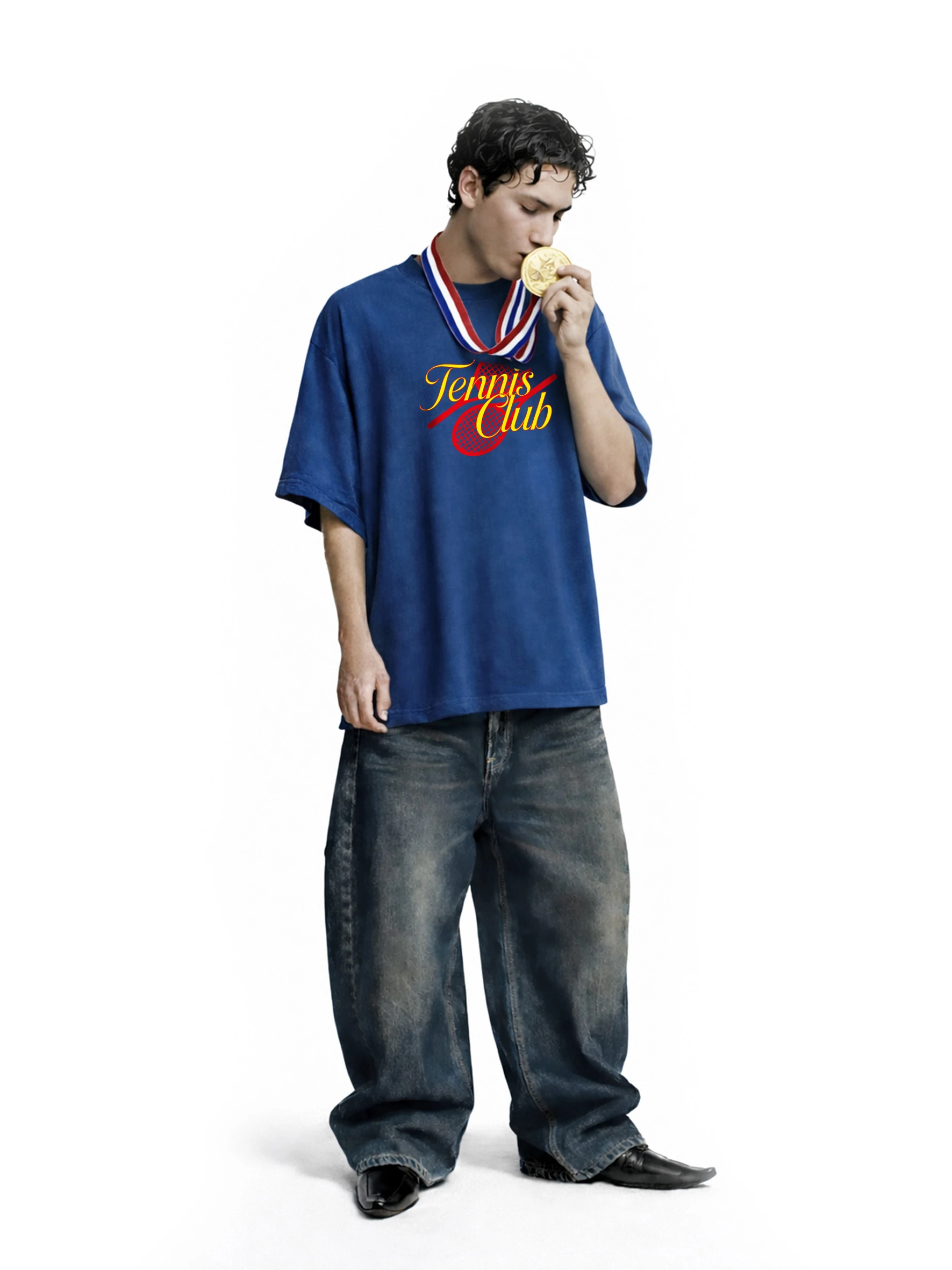 u34. - Tennis Club Oversize Graphic Unisex Tişört
