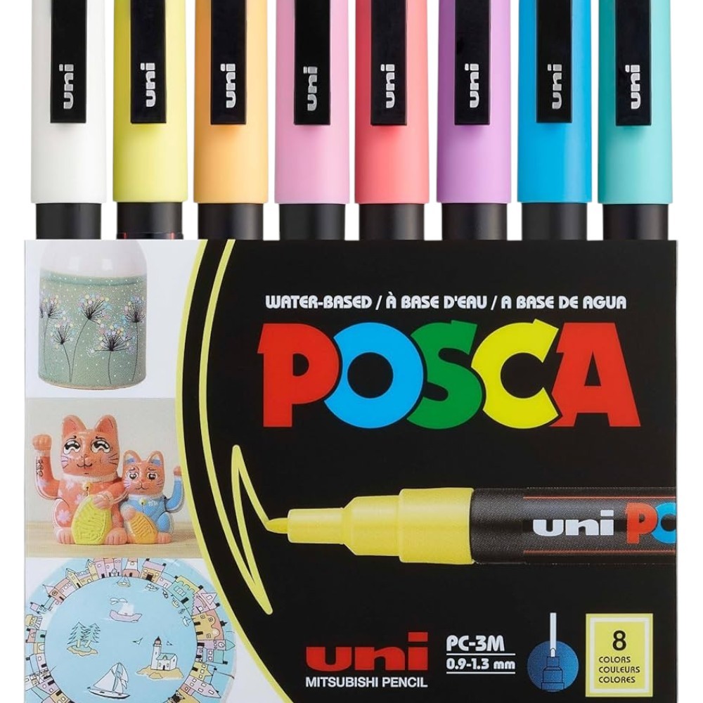 Uni POSCA 0.9-1.3 SuBazlıAkrilikMarkörü SoftRenk8li