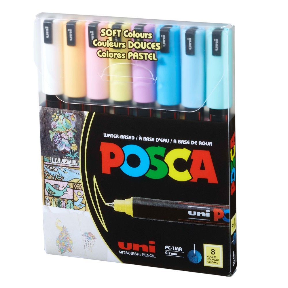Uni POSCA 0.7 Su Bazlı Akrilik Markörü SoftRenk 8li